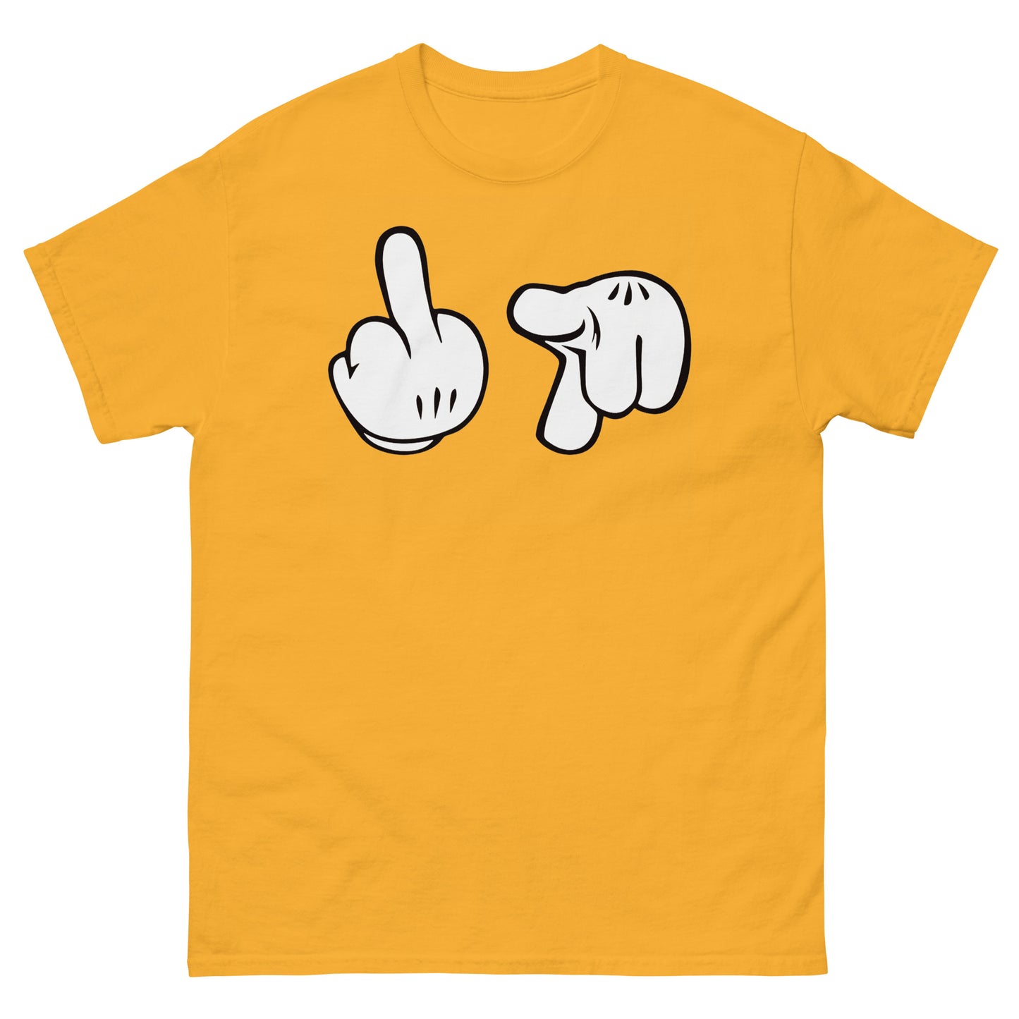 Cartoon Glove Hands Middle Finger Fuck You Novelty Graphic Unisex Classic Tee