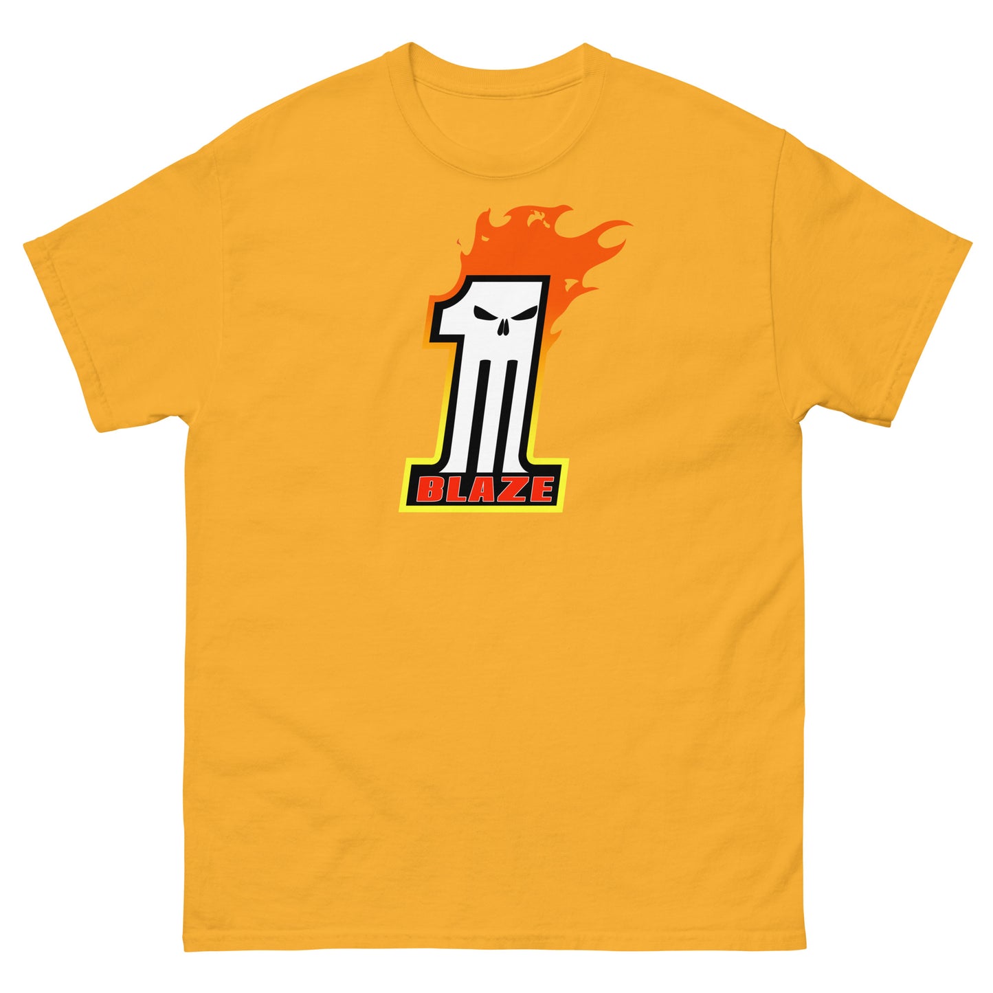 Blaze #1 Flaming Skull Racing Tee | Comic Motorcycle Stuntman Unisex Classic Tee