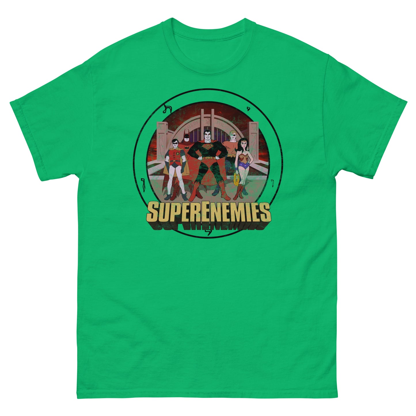 SUPER ENEMIES Mirror Universe Evil Superheroes | Vintage Distressed Cartoon Tee