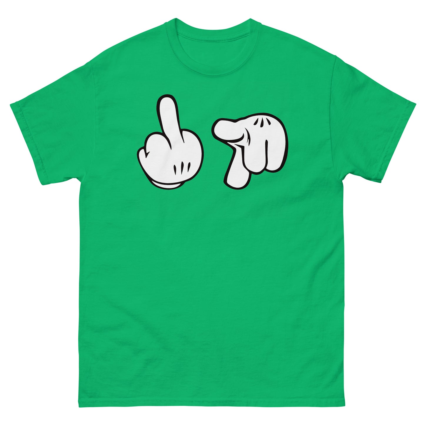 Cartoon Glove Hands Middle Finger Fuck You Novelty Graphic Unisex Classic Tee