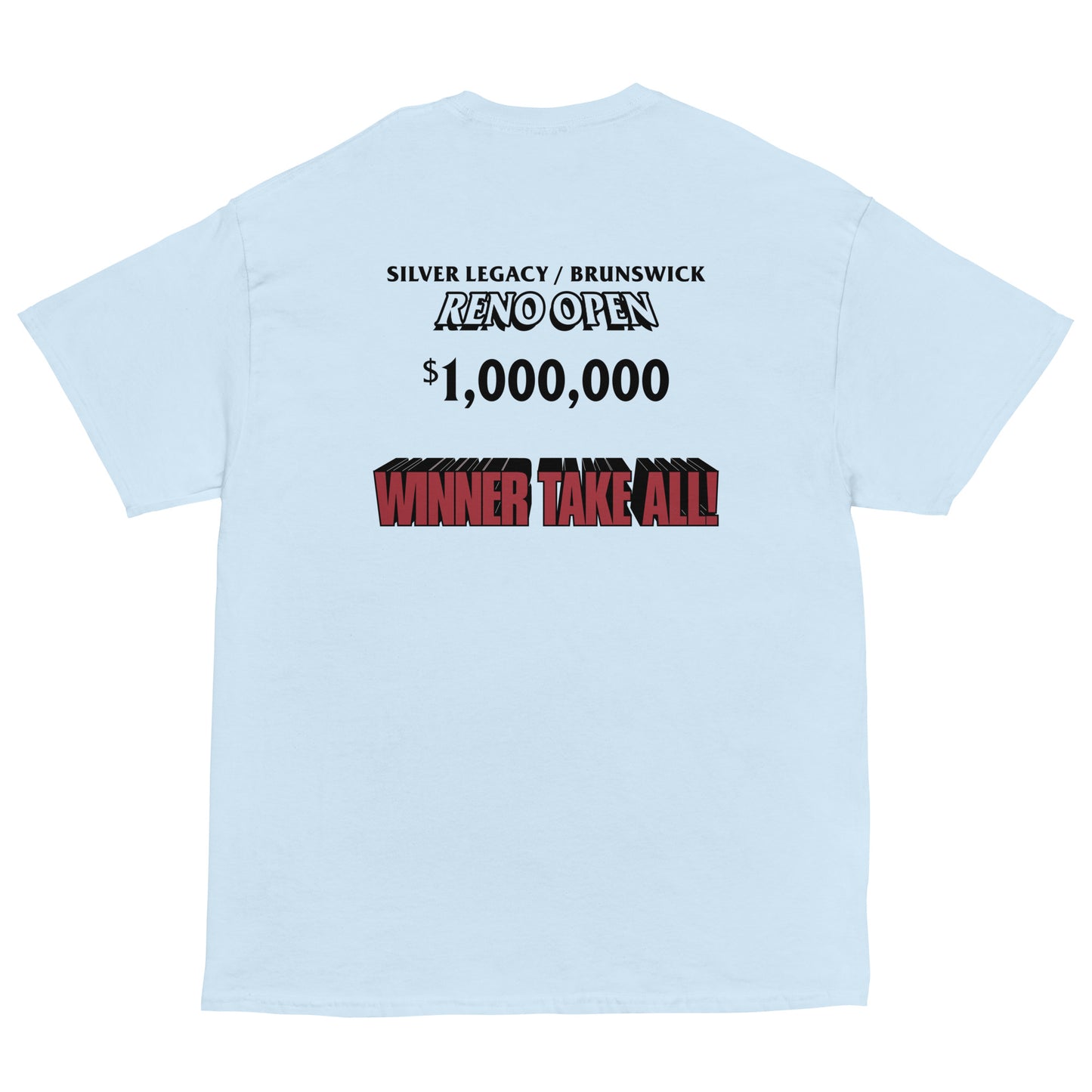 KINGPIN Roy Munson Vs. Big Ern McCracken $1,000,000 Dollar Reno Open Bowling Replica Cosplay | Front & Back Print Classic Tee