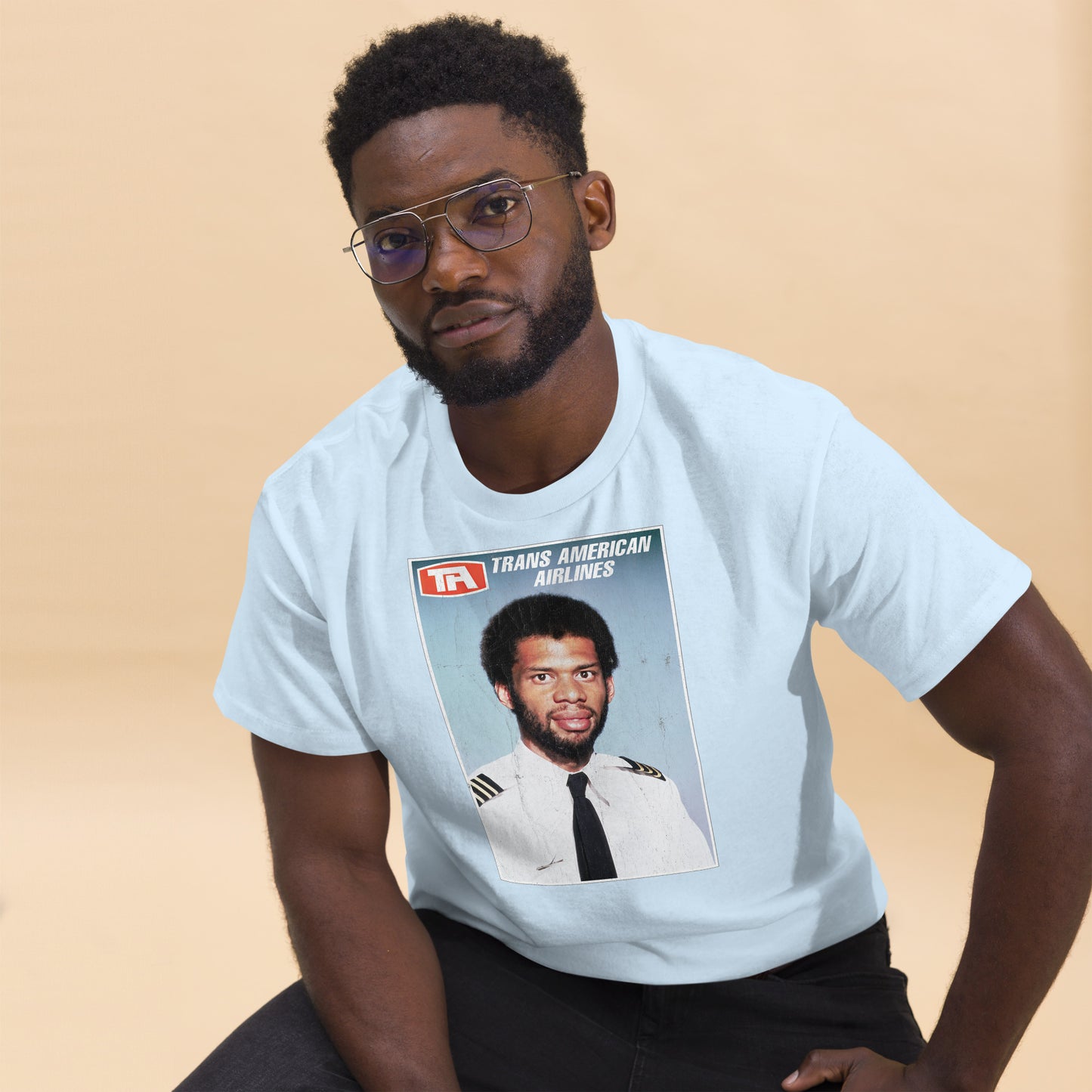 Flight Engineer Roger Murdock Trans American Airlines Distressed Airplane Photo Tee