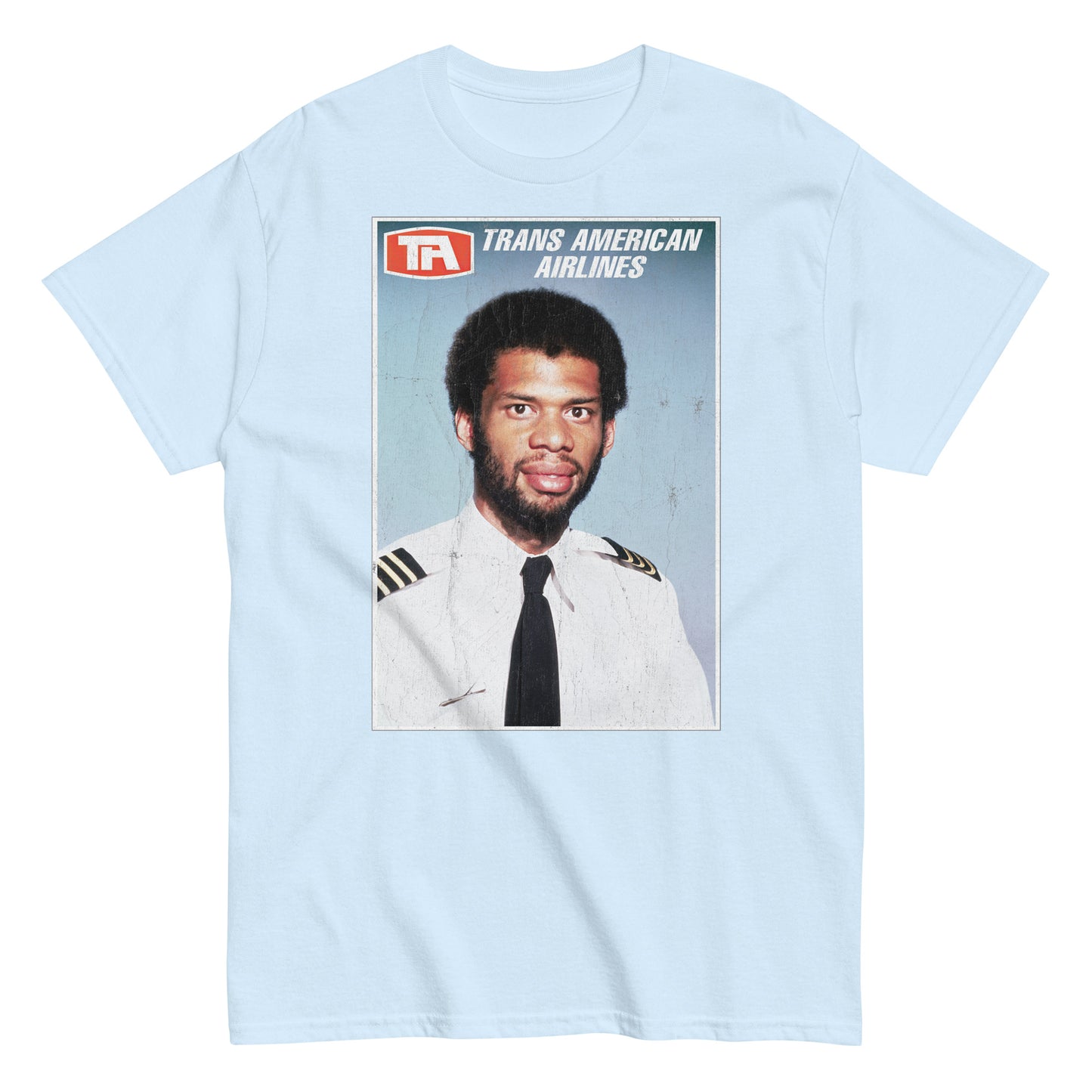 Flight Engineer Roger Murdock Trans American Airlines Distressed Airplane Photo Tee