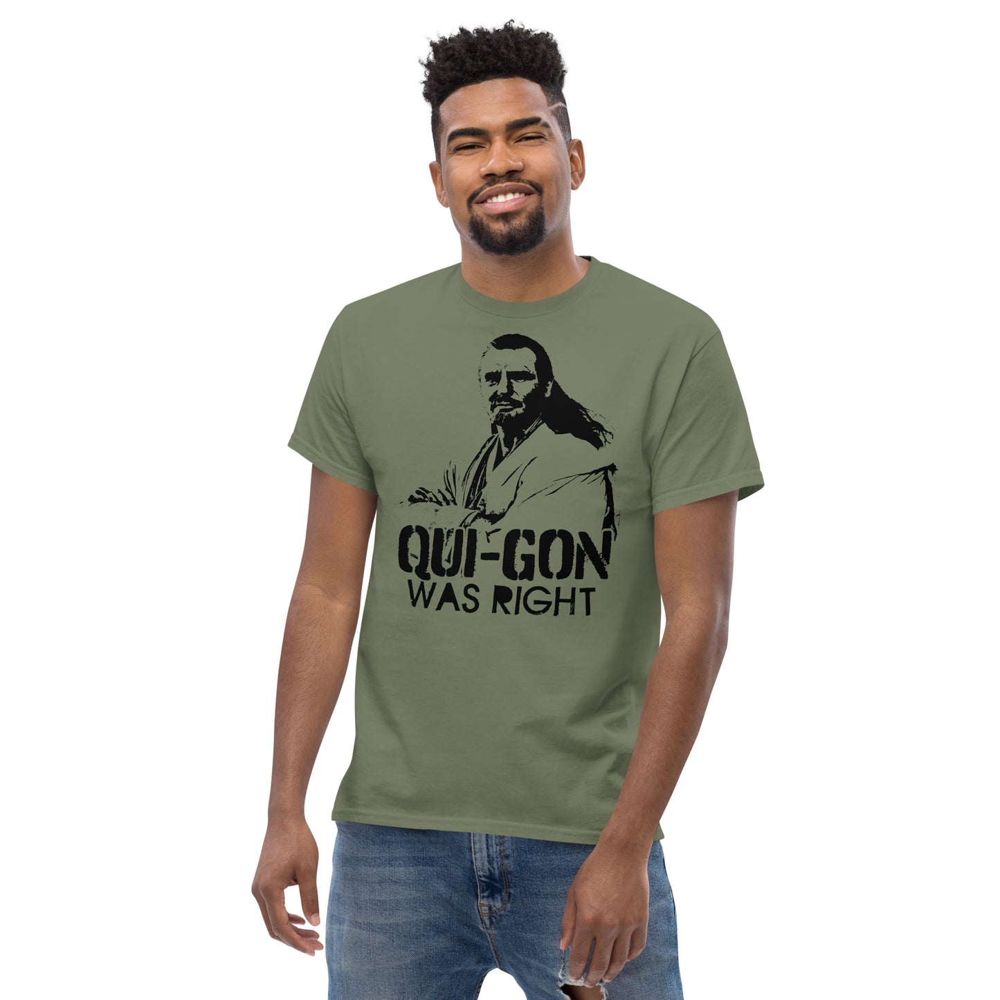 Qui-Gon Was Right Graffiti Stencil Prequel Parody Distressed Unisex Classic Tee