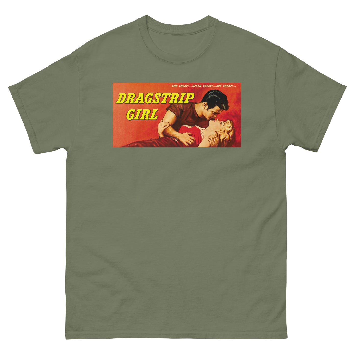 Dragstrip Girl 1950s Hot Rod Cult Classic Retro Poster Unisex Classic Tee
