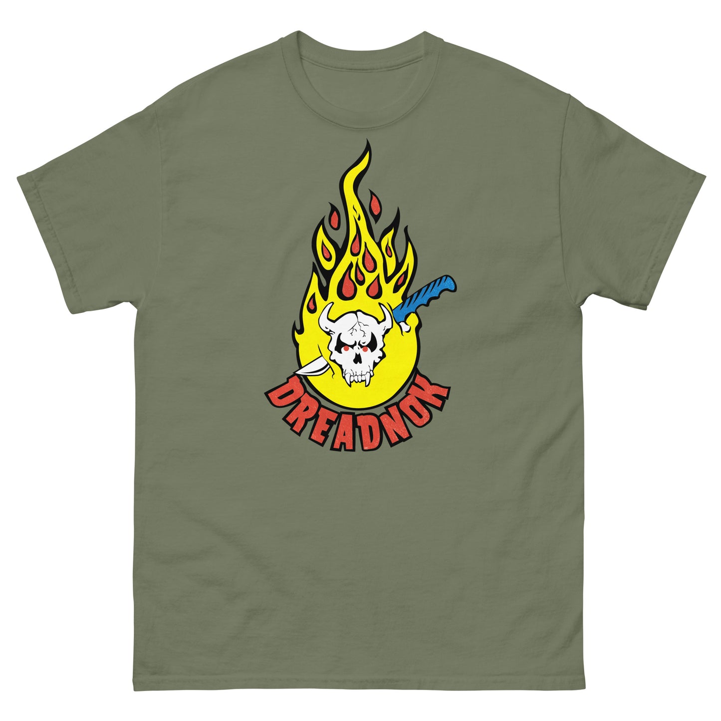Dreadnok Skull & Flames Logo Tattoo Distressed Unisex Classic Tee