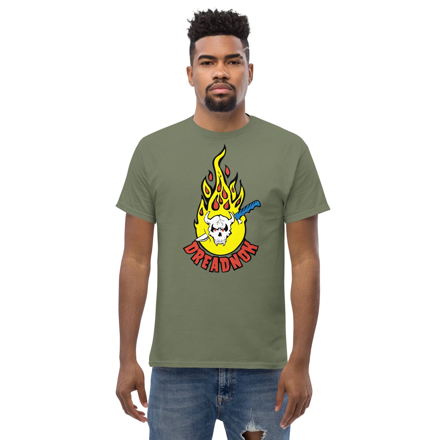 Dreadnok Skull & Flames Logo Tattoo Distressed Unisex Classic Tee