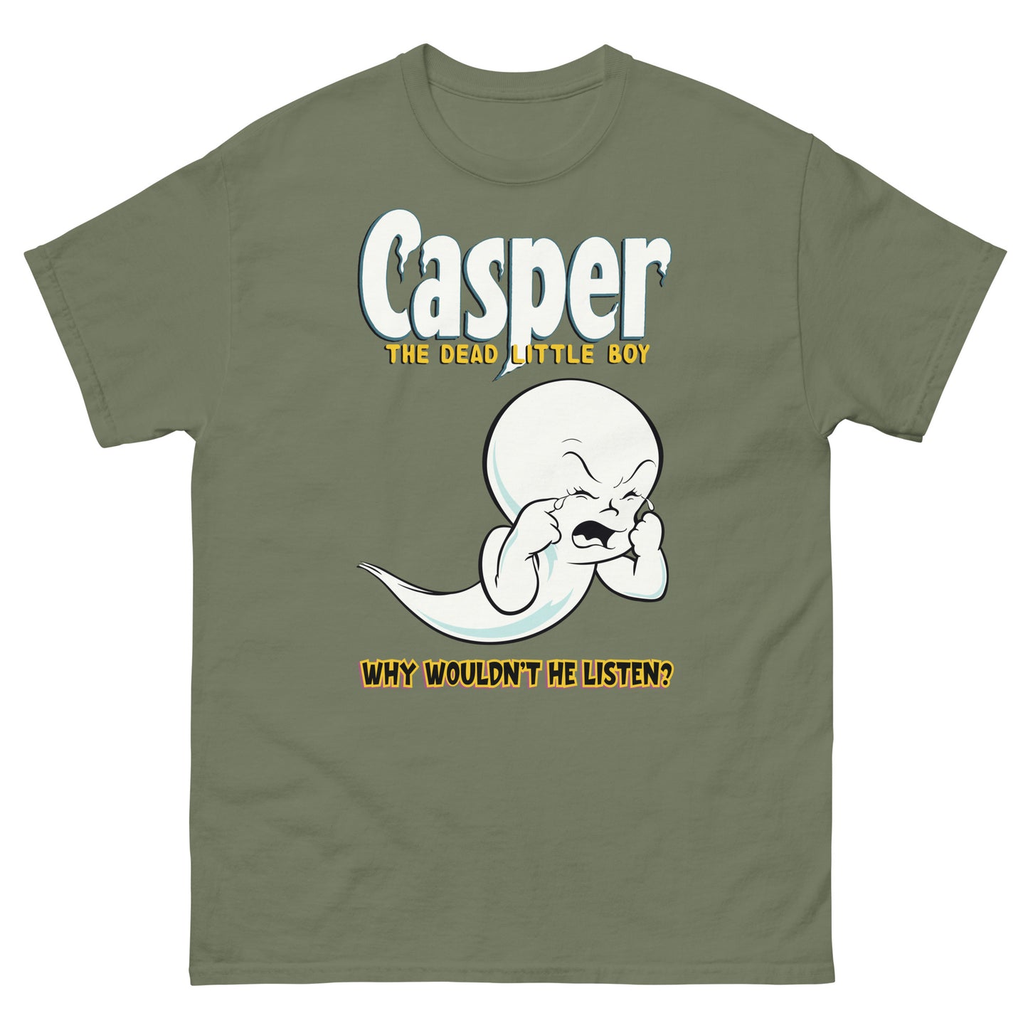 Dead Little Ghost Boy "Why Wouldn’t He Listen?" Dark Parody Tee