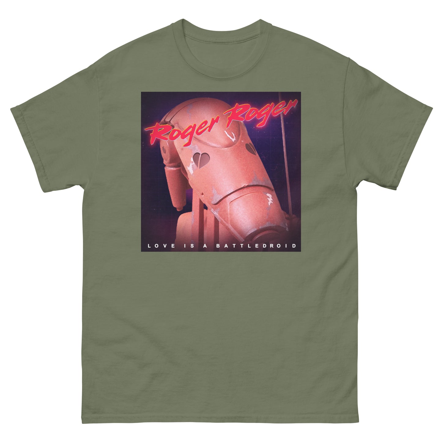 Roger Roger "Love Is A Battle Droid" Retro Mashup Sci-Fi Unisex Classic Tee