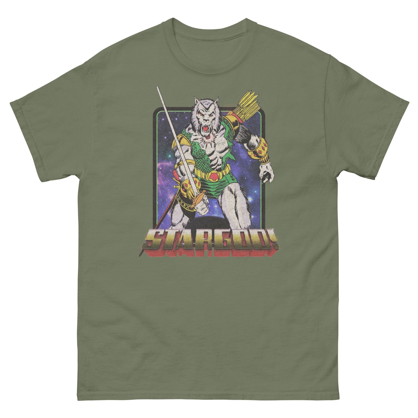 STARGOD! Cosmic Wolf Warrior Retro Comic Book Unisex Classic Tee