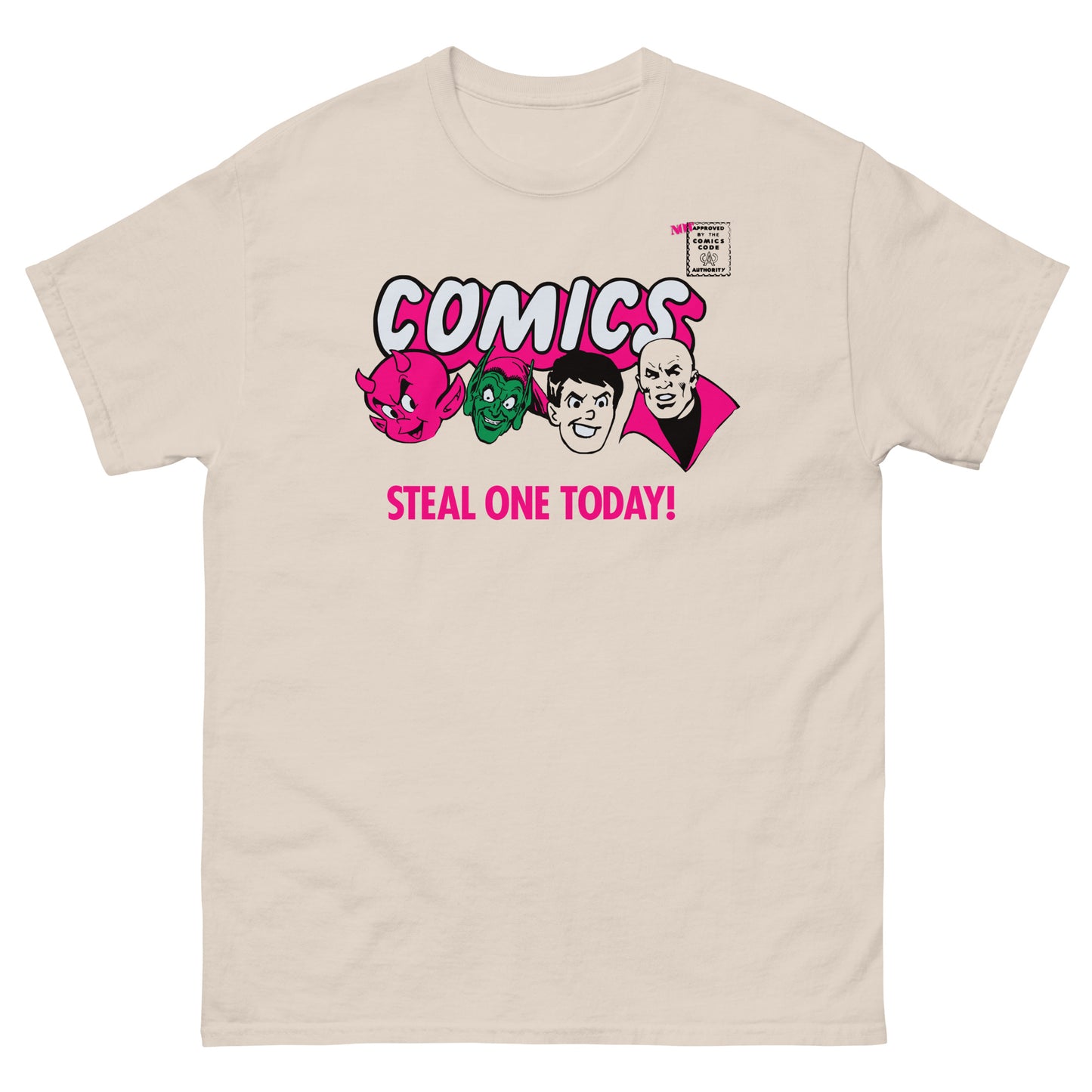 Comics Steal One Today! (Villain Characters) Spinner Rack Topper Parody Classic T-Shirt NOT Approved By The Comics Code