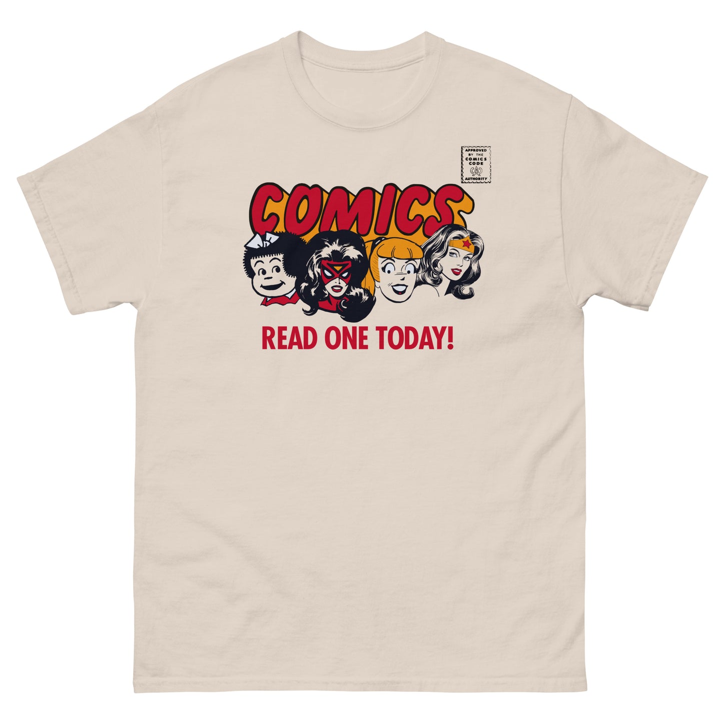 Comics Read One Today! (Female Characters) Vintage Spinner Rack Topper Unisex Classic T-Shirt