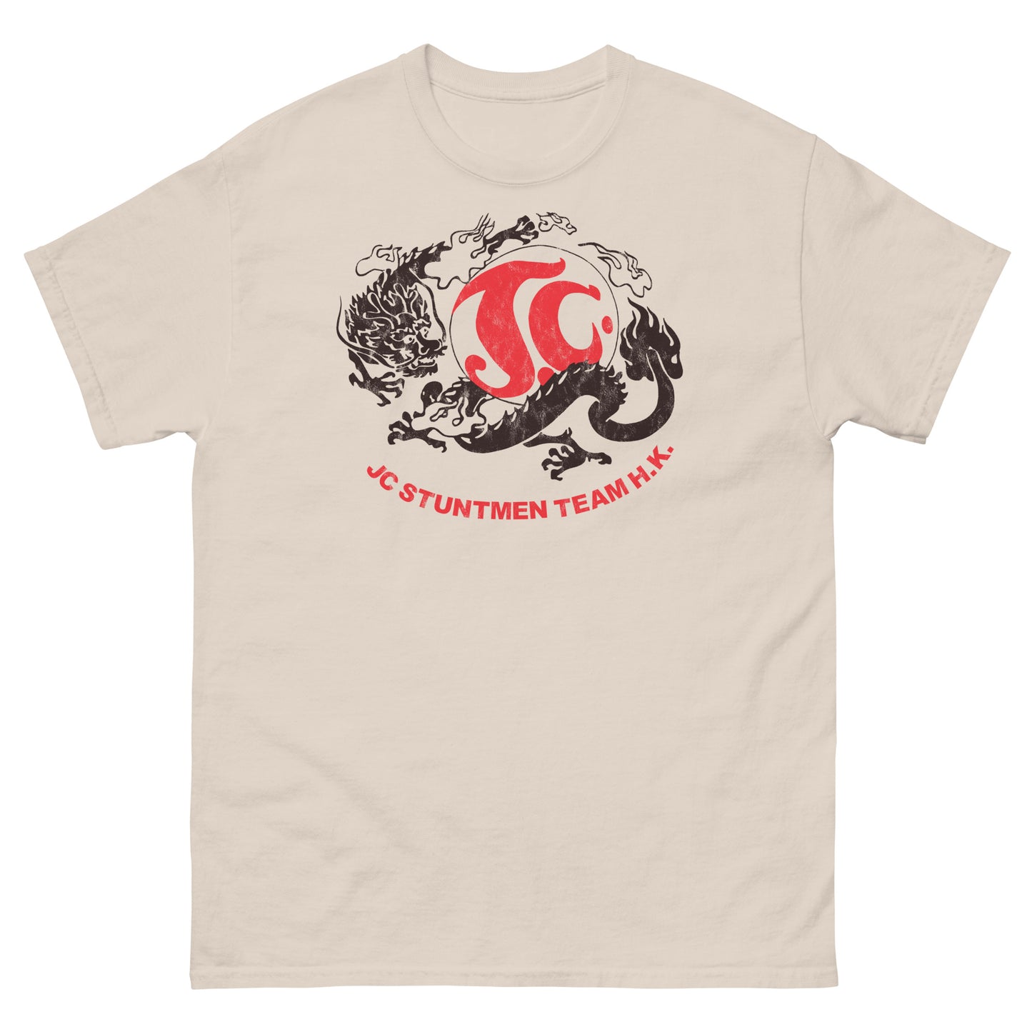 Jackie Chan JC Stunt Team Hong Kong Replica Dragon Logo Distressed Vintage T-Shirt
