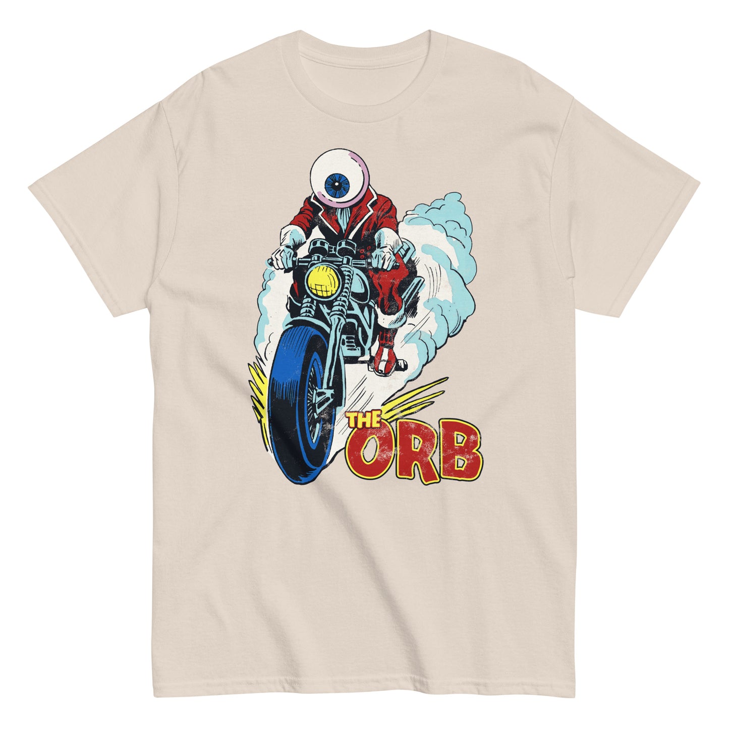 The Orb Vintage Comic Book Motorcycle Villain Distressed Classic Tee
