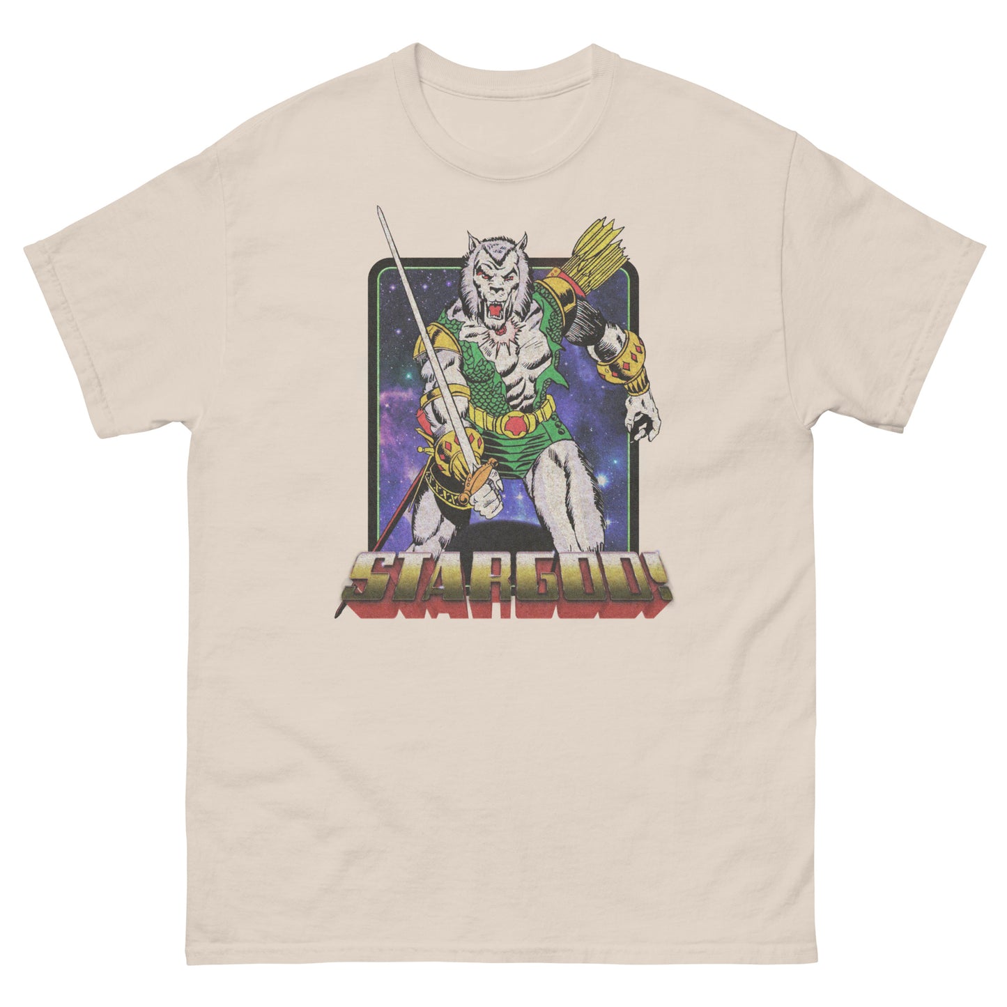 STARGOD! Cosmic Wolf Warrior Retro Comic Book Unisex Classic Tee