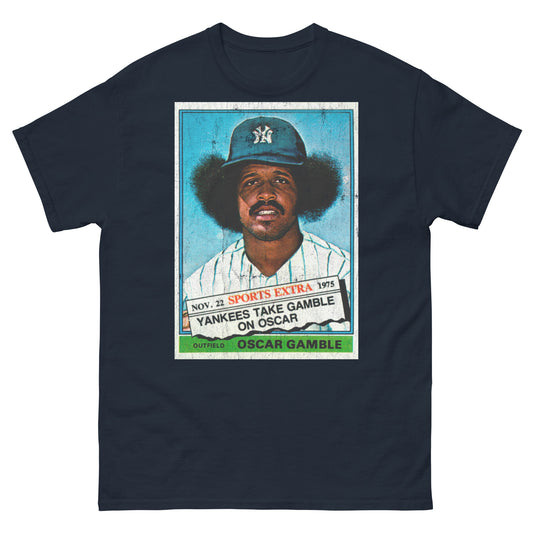 Oscar Gamble Afro 1970s Vintage Trading Card Distressed Unisex Classic Tee