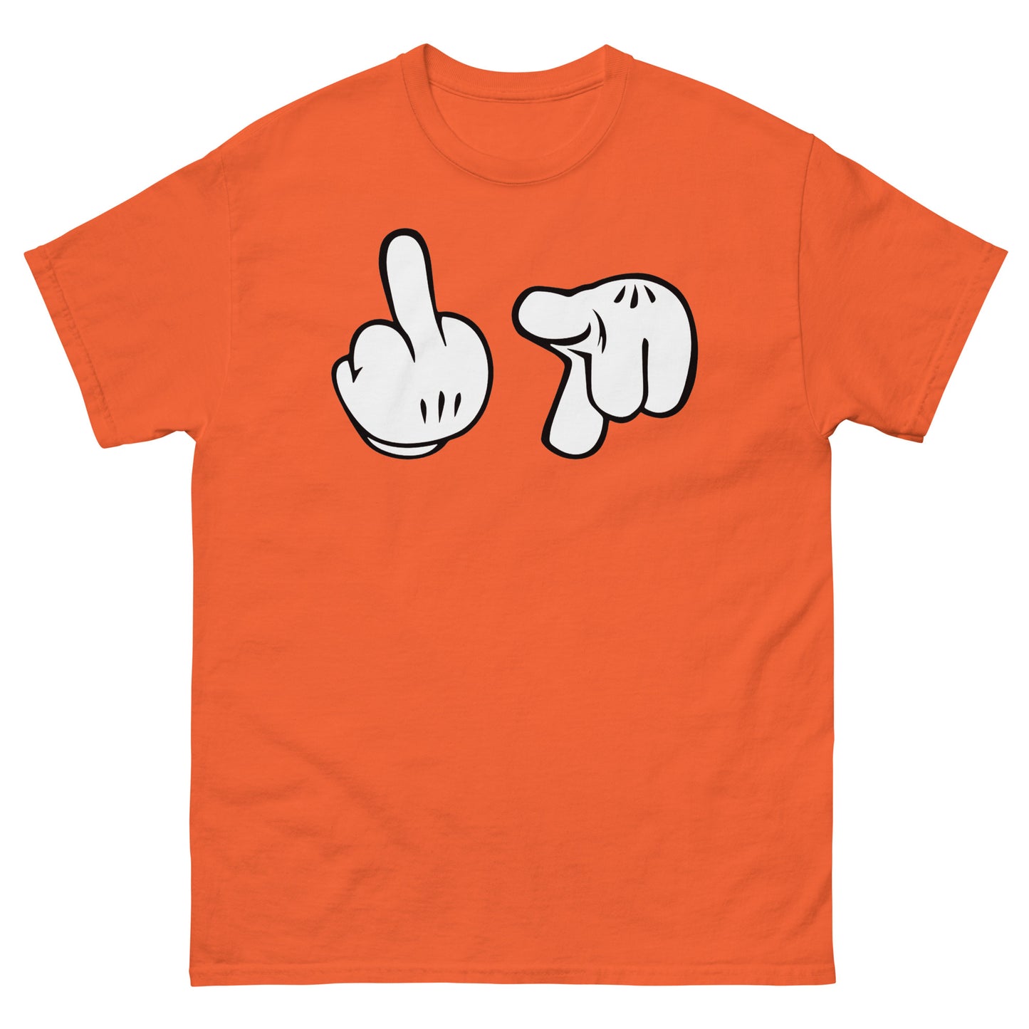 Cartoon Glove Hands Middle Finger Fuck You Novelty Graphic Unisex Classic Tee
