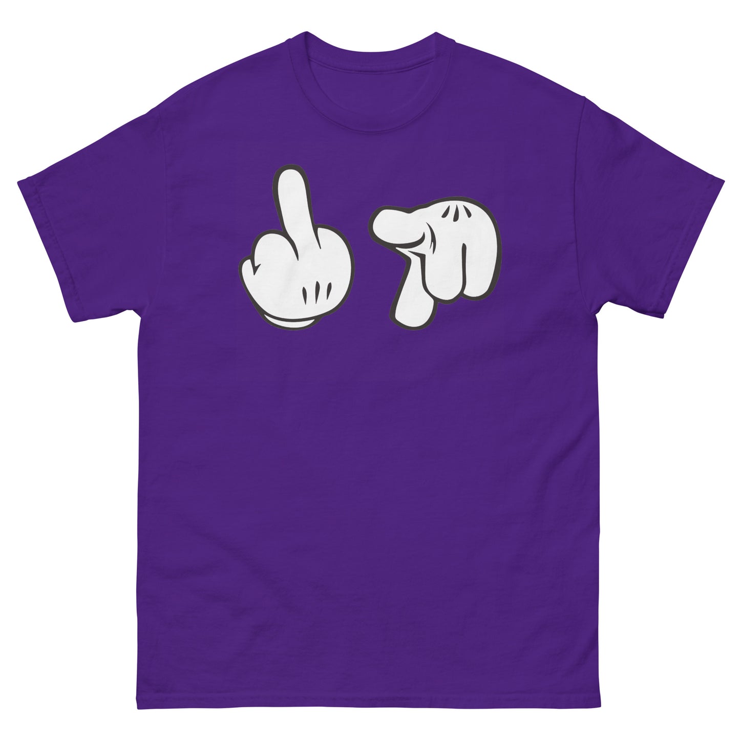 Cartoon Glove Hands Middle Finger Fuck You Novelty Graphic Unisex Classic Tee