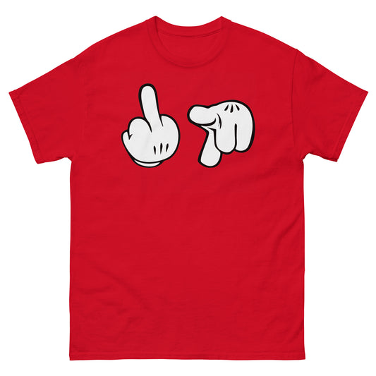 Cartoon Glove Hands Middle Finger Fuck You Novelty Graphic Unisex Classic Tee