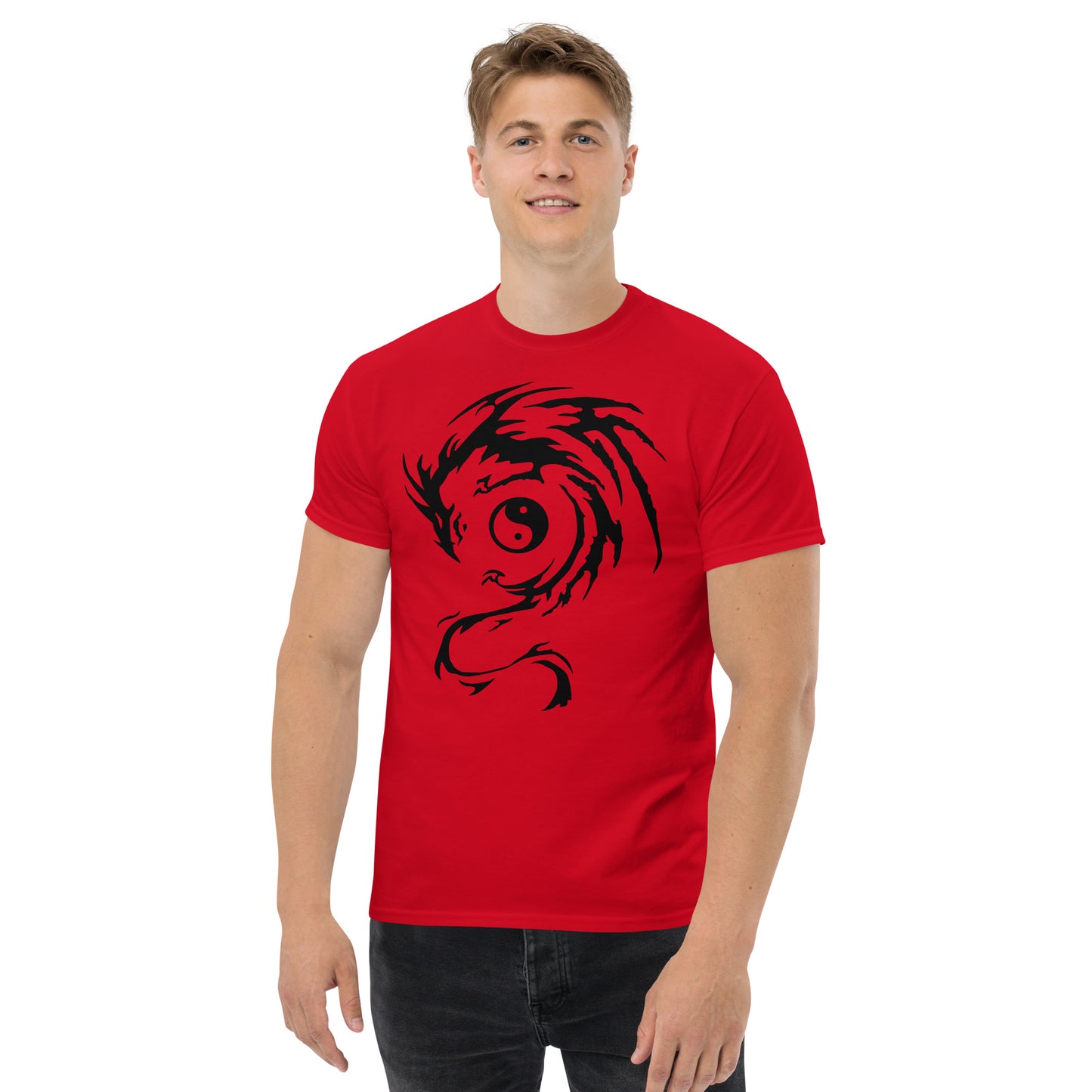Comic Book Kung Fu Master Modern Dragon Logo Cosplay (Black) Classic Tee