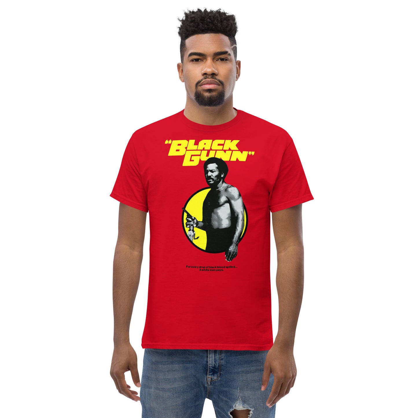 BLACK GUNN Jim Brown Blaxploitation Halftone Unisex Classic Tee