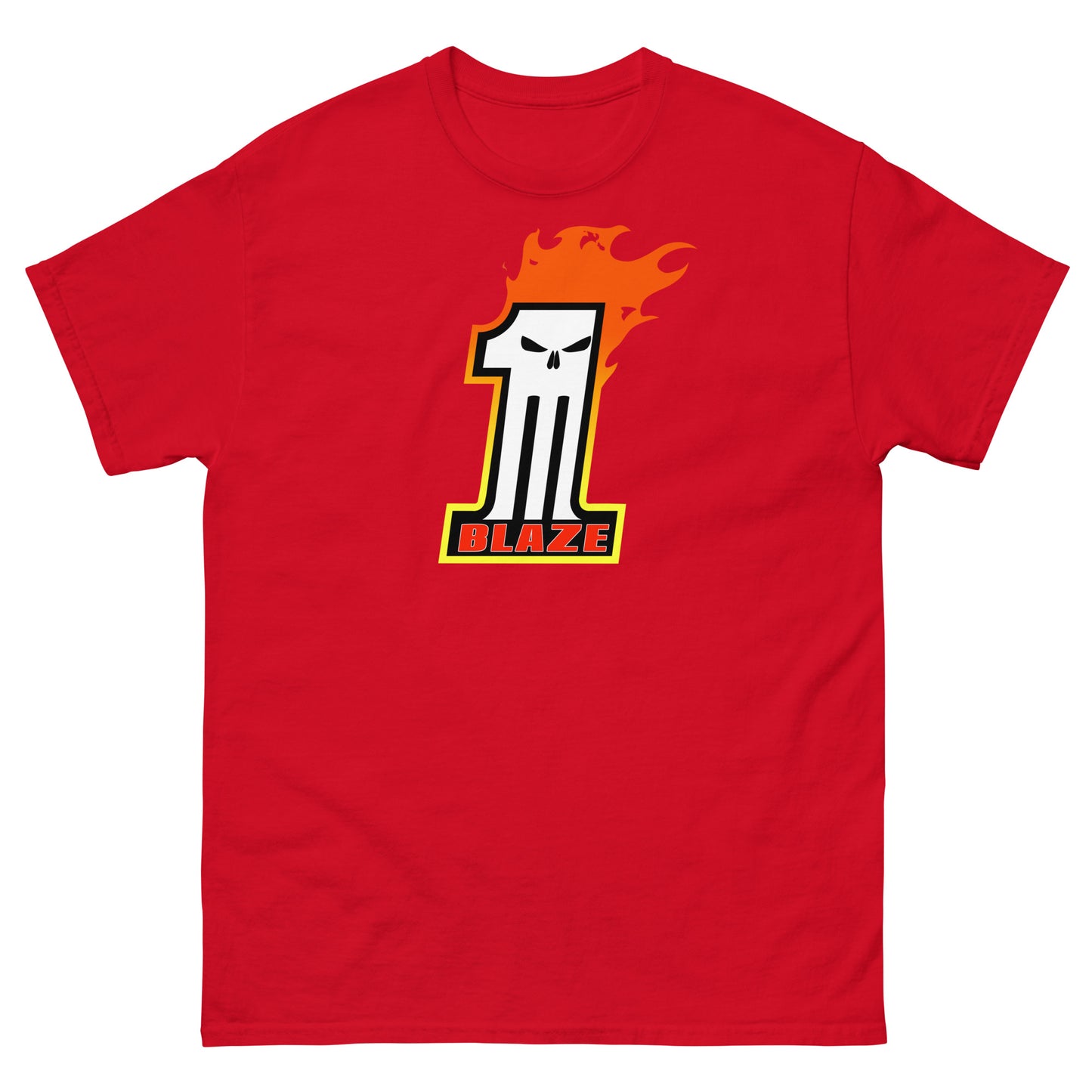 Blaze #1 Flaming Skull Racing Tee | Comic Motorcycle Stuntman Unisex Classic Tee