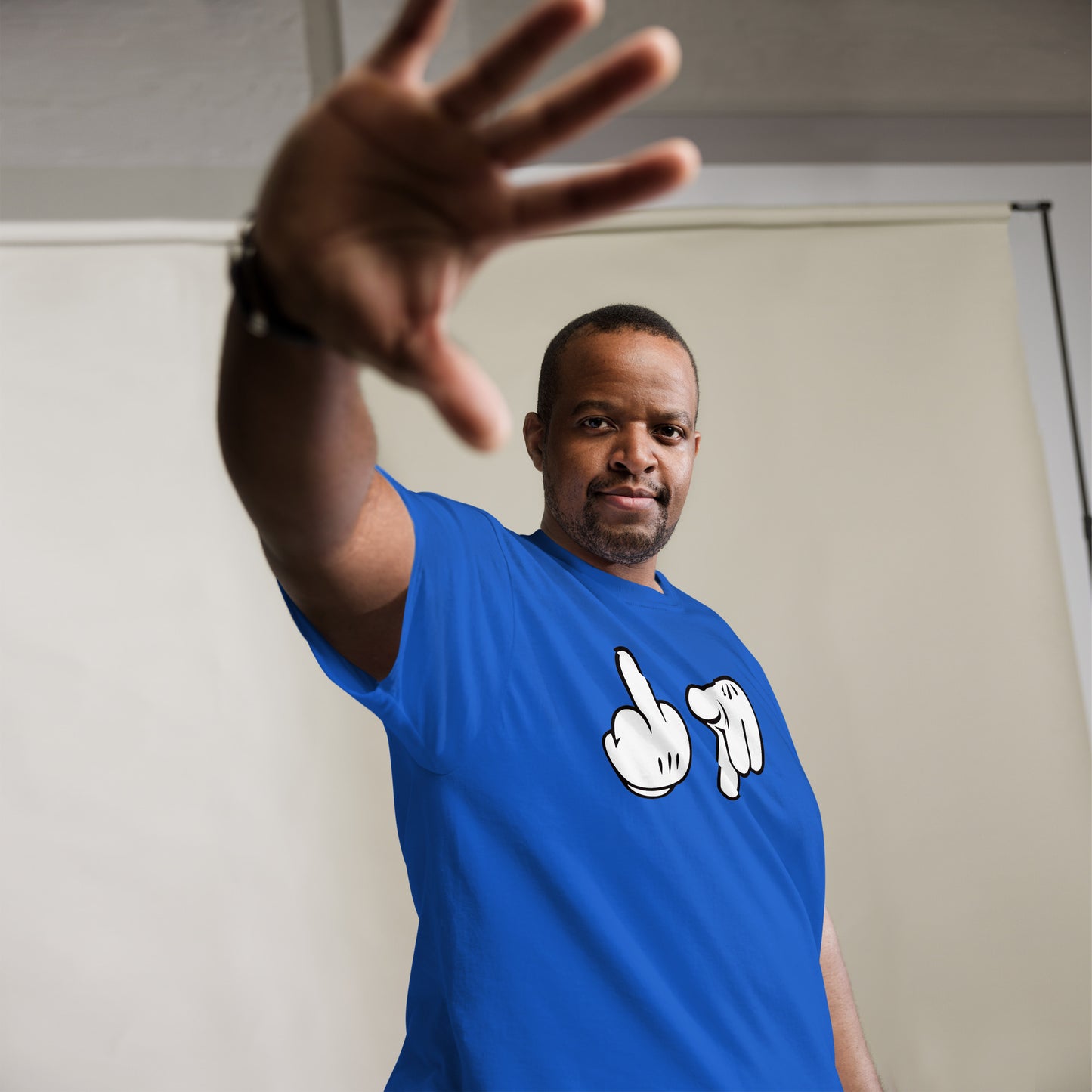 Cartoon Glove Hands Middle Finger Fuck You Novelty Graphic Unisex Classic Tee