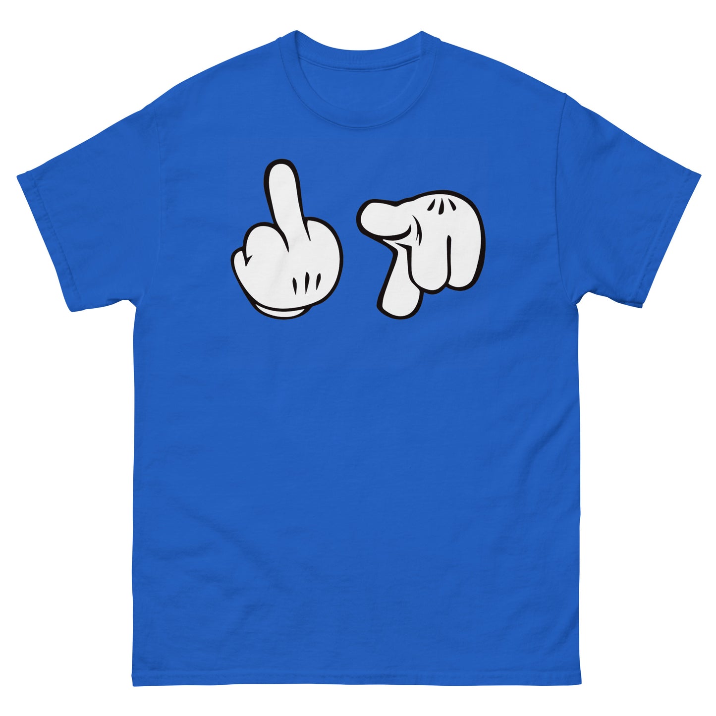 Cartoon Glove Hands Middle Finger Fuck You Novelty Graphic Unisex Classic Tee