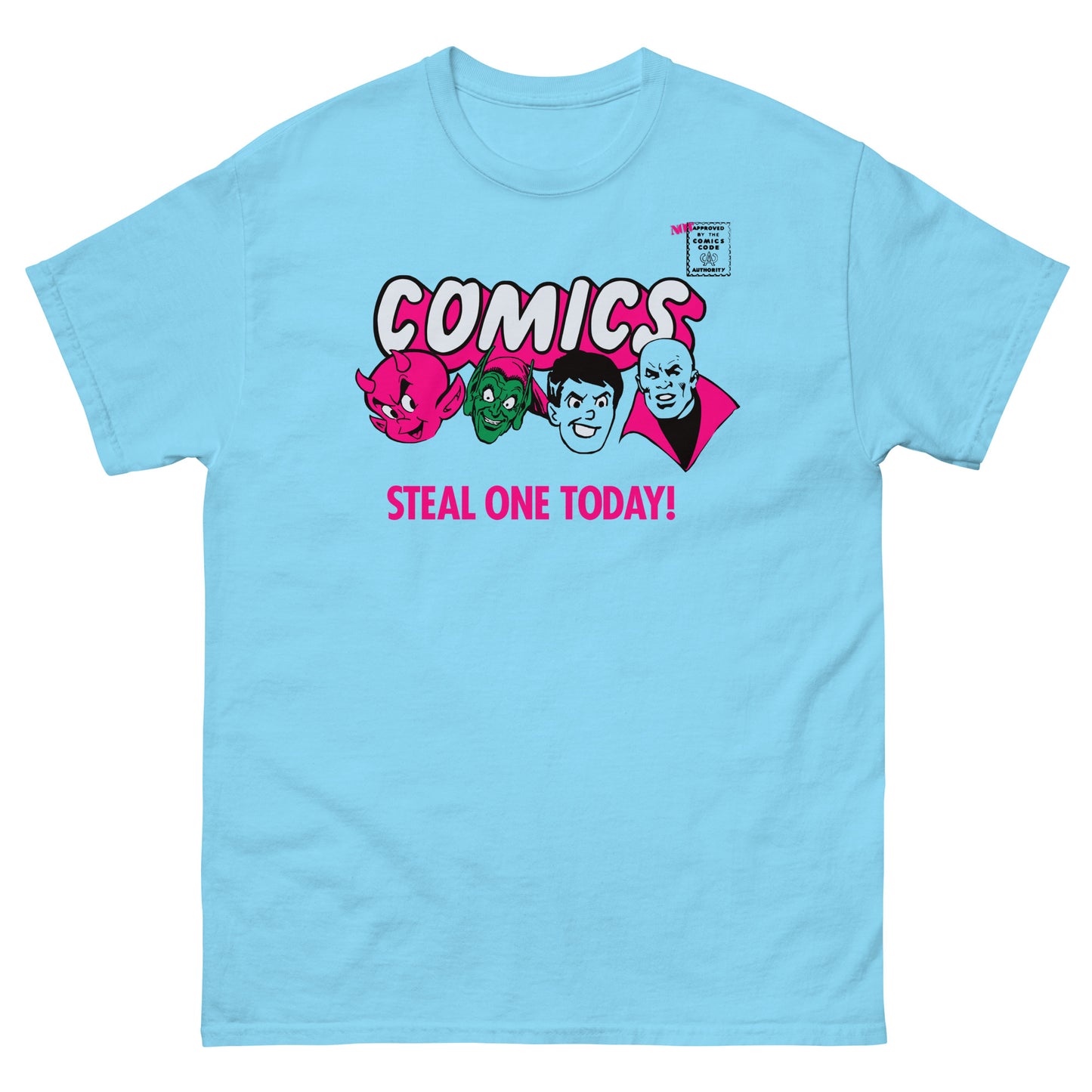 Comics Steal One Today! (Villain Characters) Spinner Rack Topper Parody Classic T-Shirt NOT Approved By The Comics Code