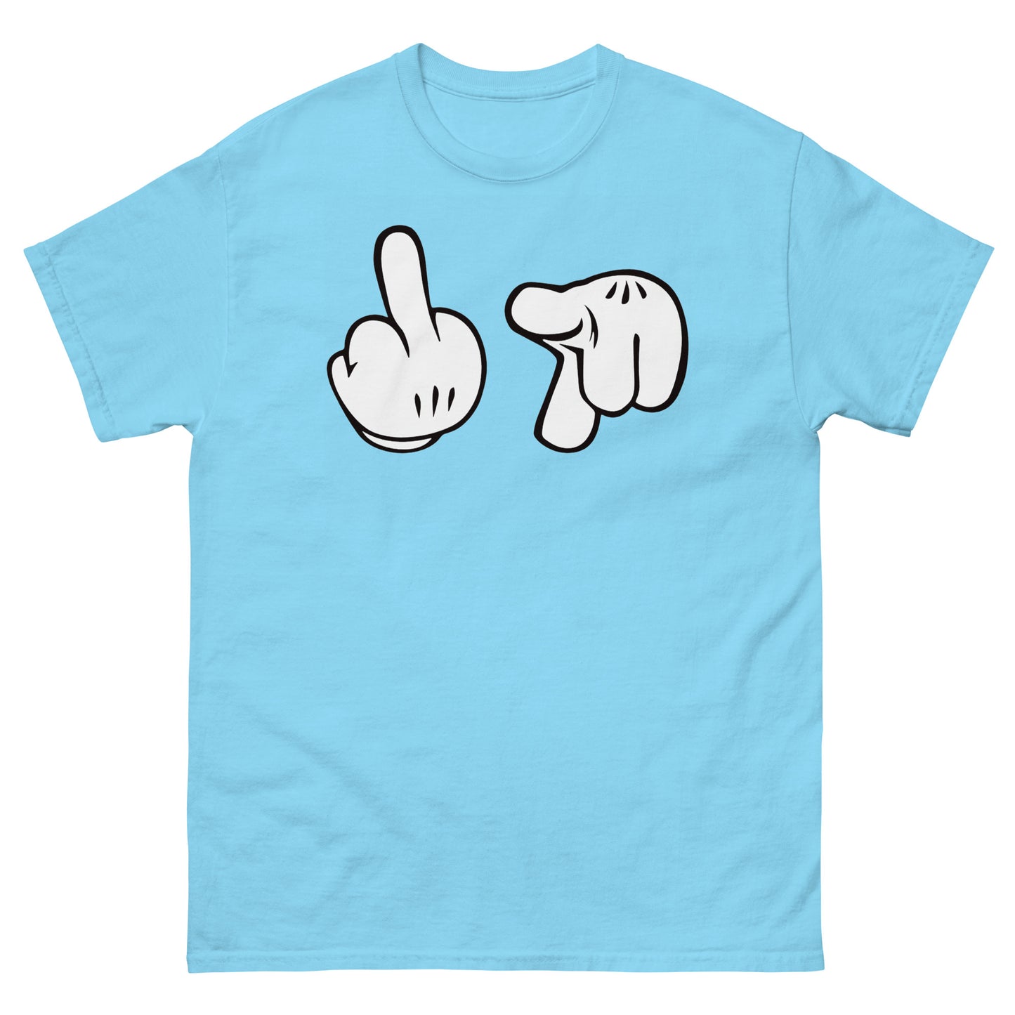 Cartoon Glove Hands Middle Finger Fuck You Novelty Graphic Unisex Classic Tee