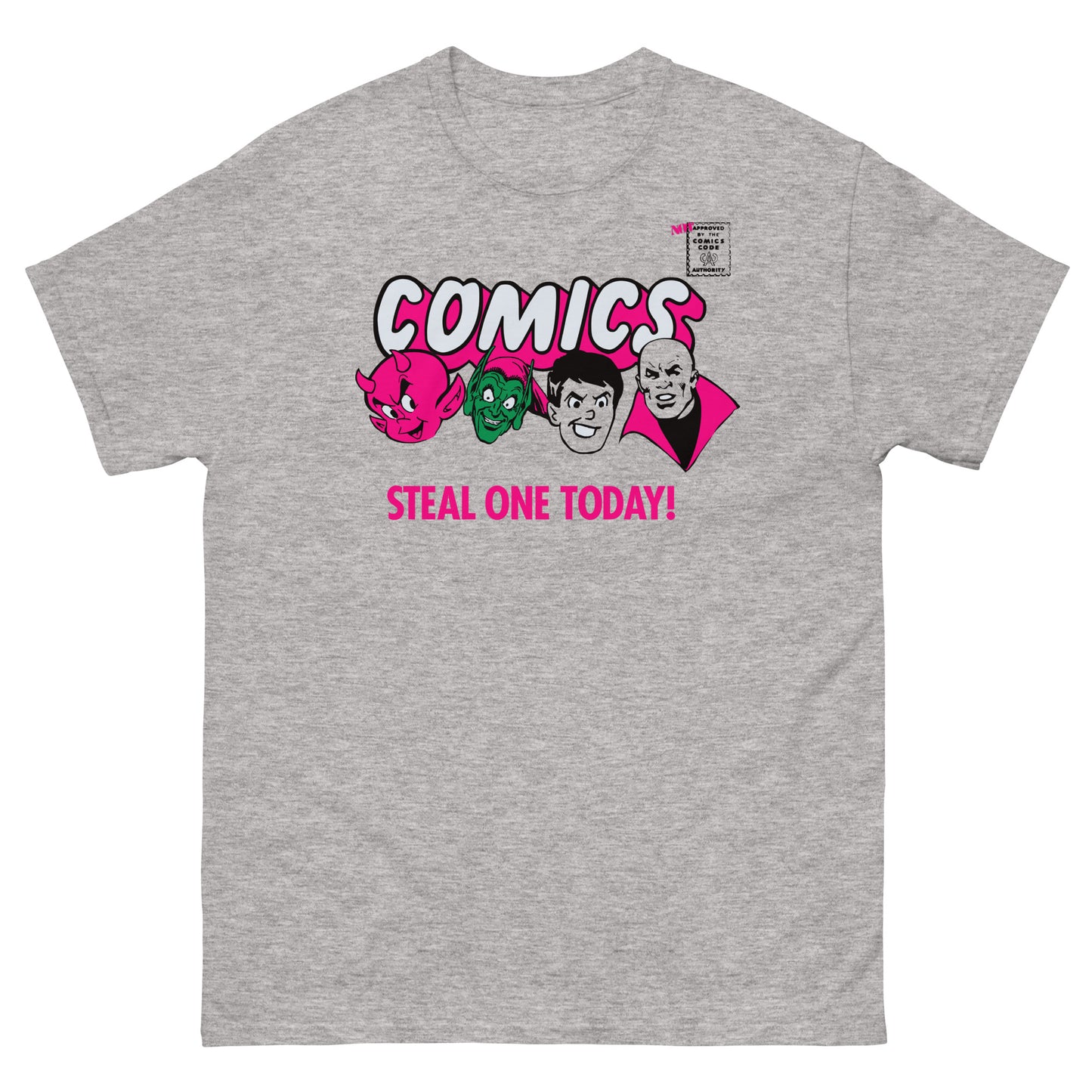 Comics Steal One Today! (Villain Characters) Spinner Rack Topper Parody Classic T-Shirt NOT Approved By The Comics Code