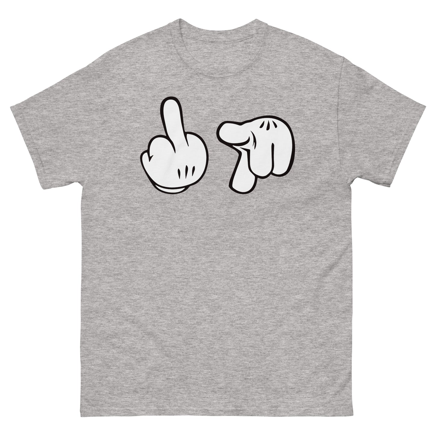 Cartoon Glove Hands Middle Finger Fuck You Novelty Graphic Unisex Classic Tee