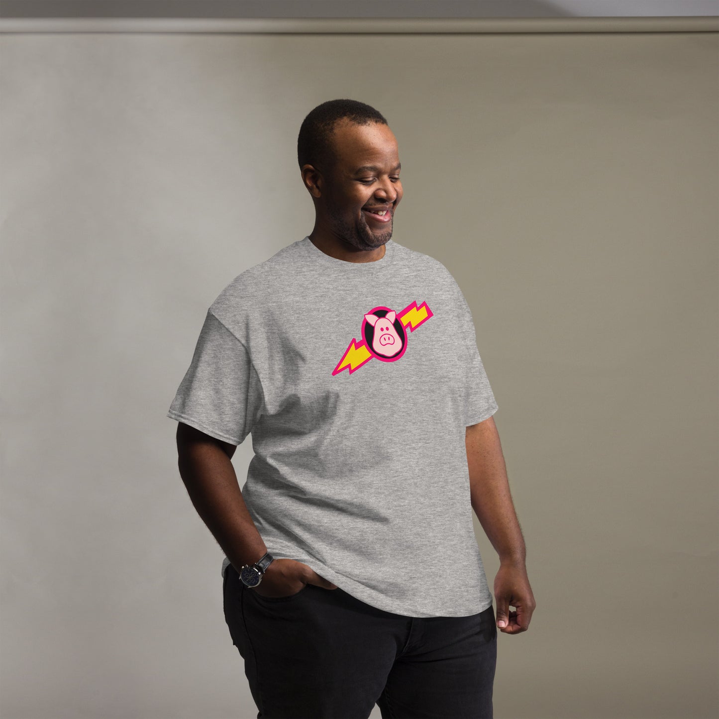 Space Pigs Lightning Bolt Logo Sci-Fi Parody Cosplay Tee
