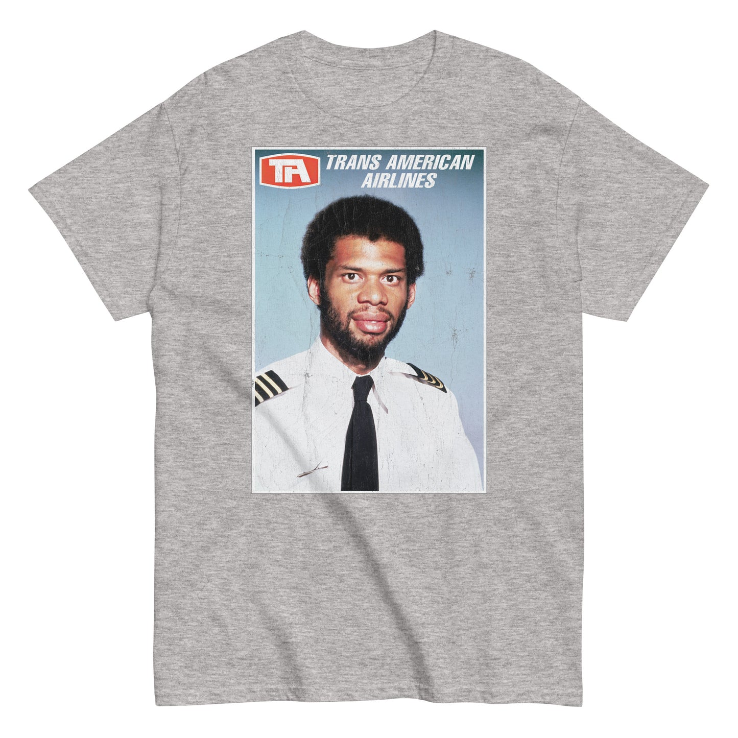 Flight Engineer Roger Murdock Trans American Airlines Distressed Airplane Photo Tee