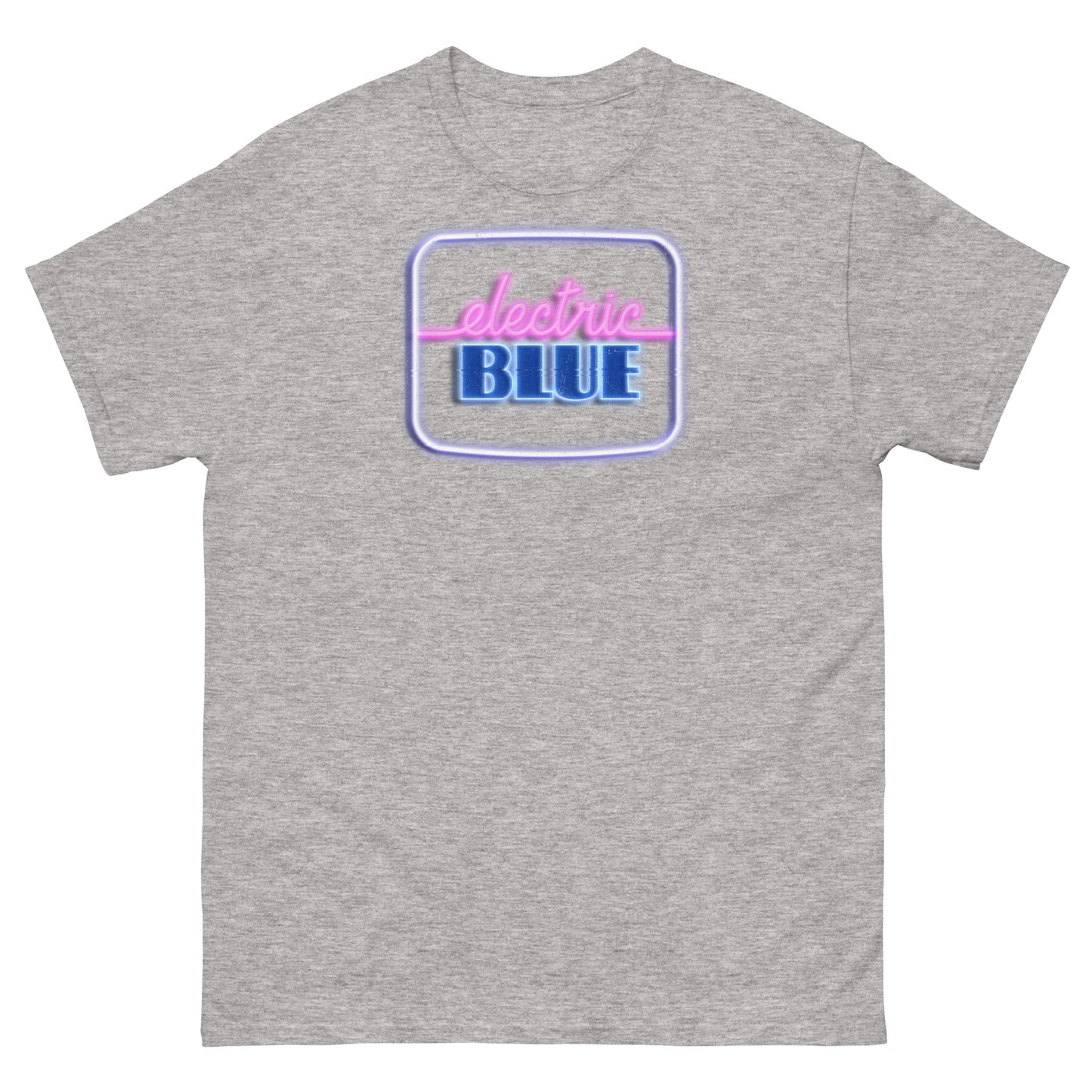 Electric Blue 1980s Vintage Neon Logo Distressed Unisex Classic Tee