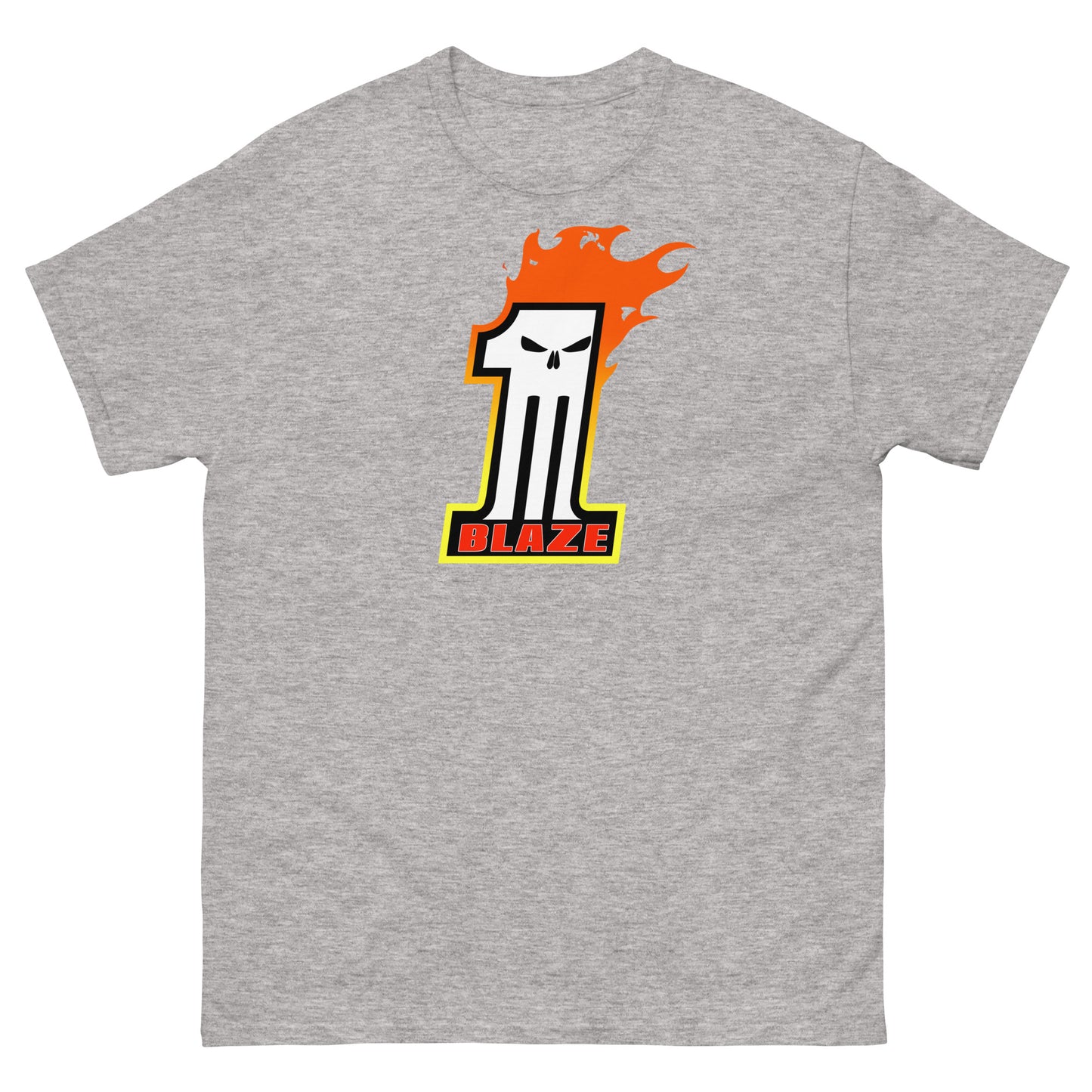 Blaze #1 Flaming Skull Racing Tee | Comic Motorcycle Stuntman Unisex Classic Tee
