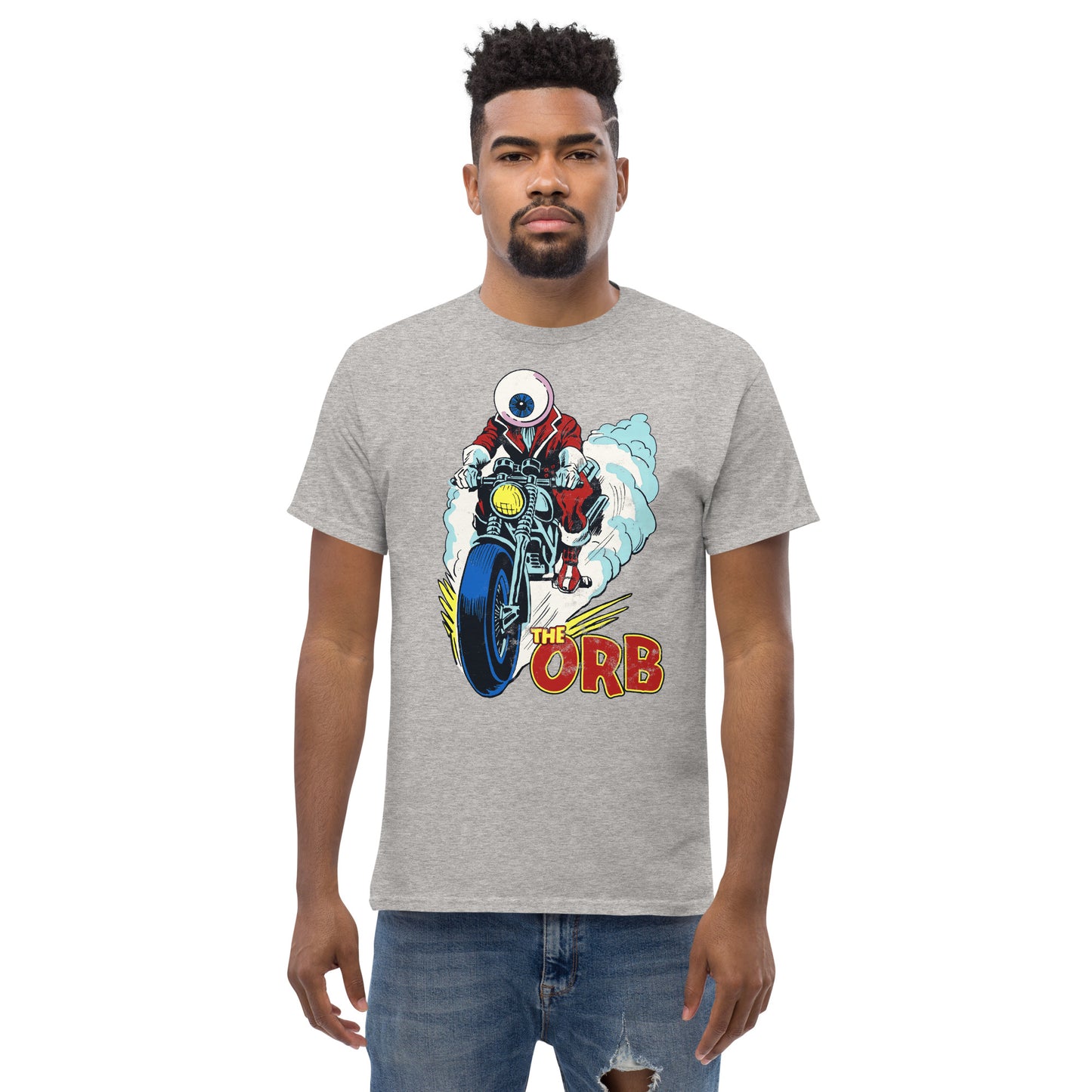 The Orb Vintage Comic Book Motorcycle Villain Distressed Classic Tee