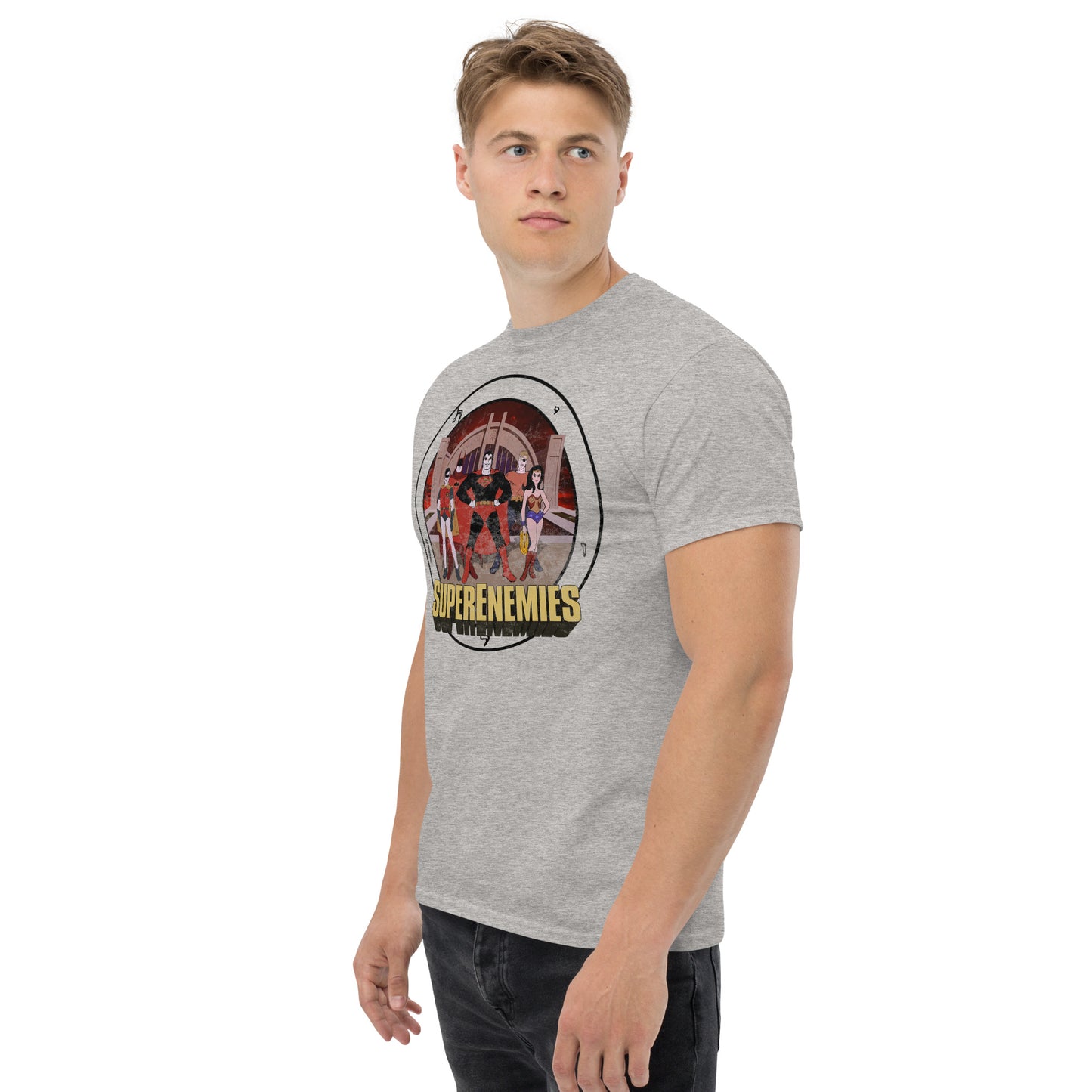 SUPER ENEMIES Mirror Universe Evil Superheroes | Vintage Distressed Cartoon Tee