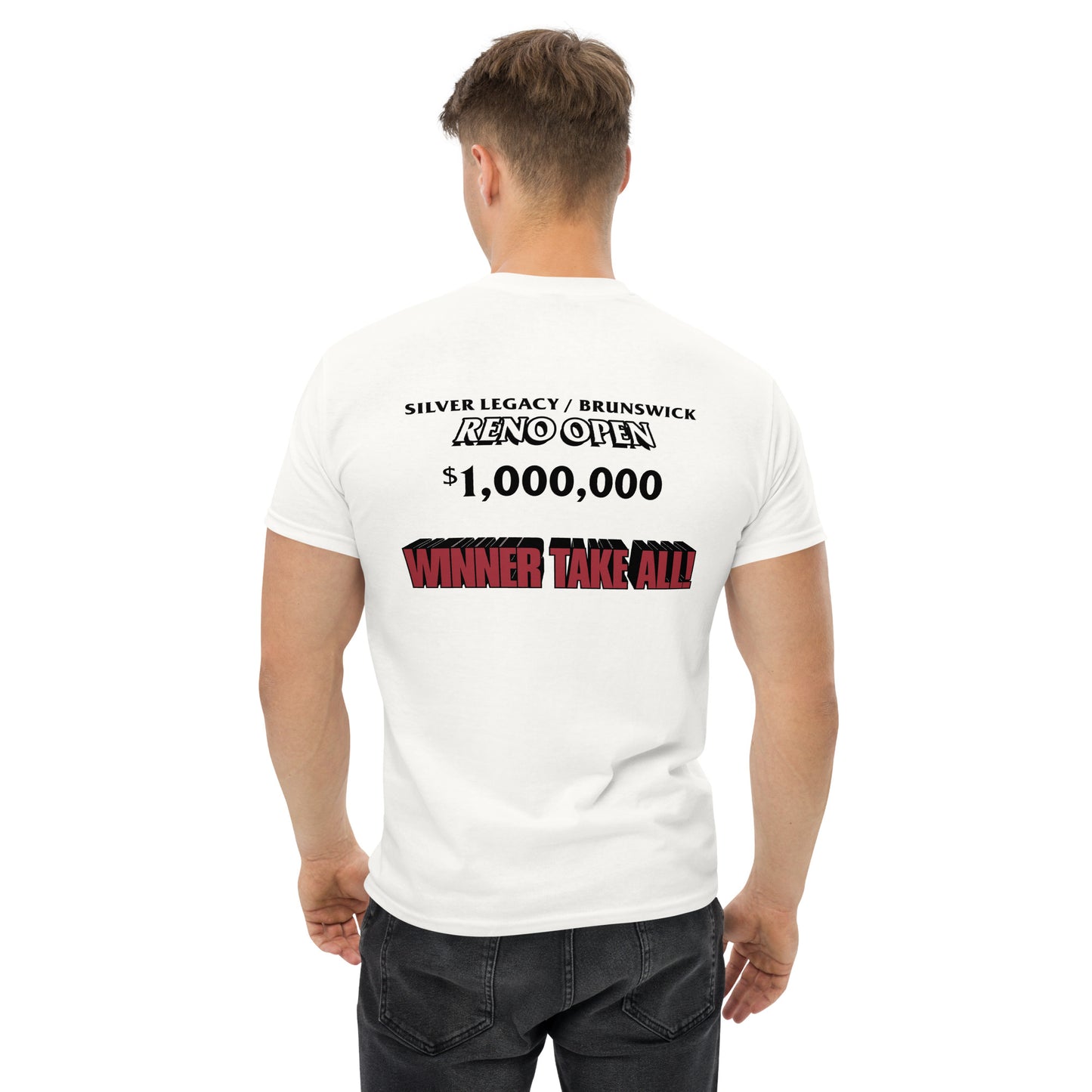 KINGPIN Roy Munson Vs. Big Ern McCracken $1,000,000 Dollar Reno Open Bowling Replica Cosplay | Front & Back Print Classic Tee