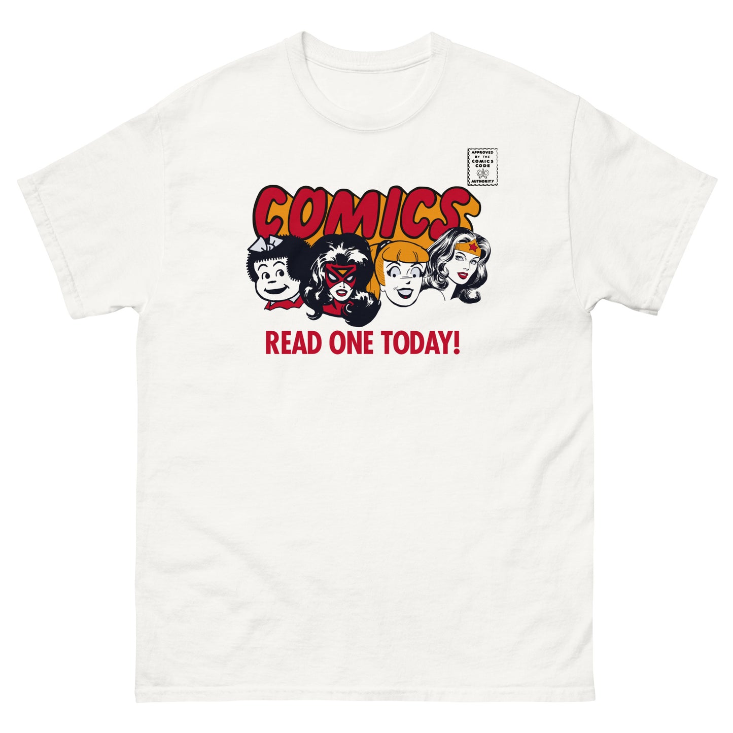 Comics Read One Today! (Female Characters) Vintage Spinner Rack Topper Unisex Classic T-Shirt