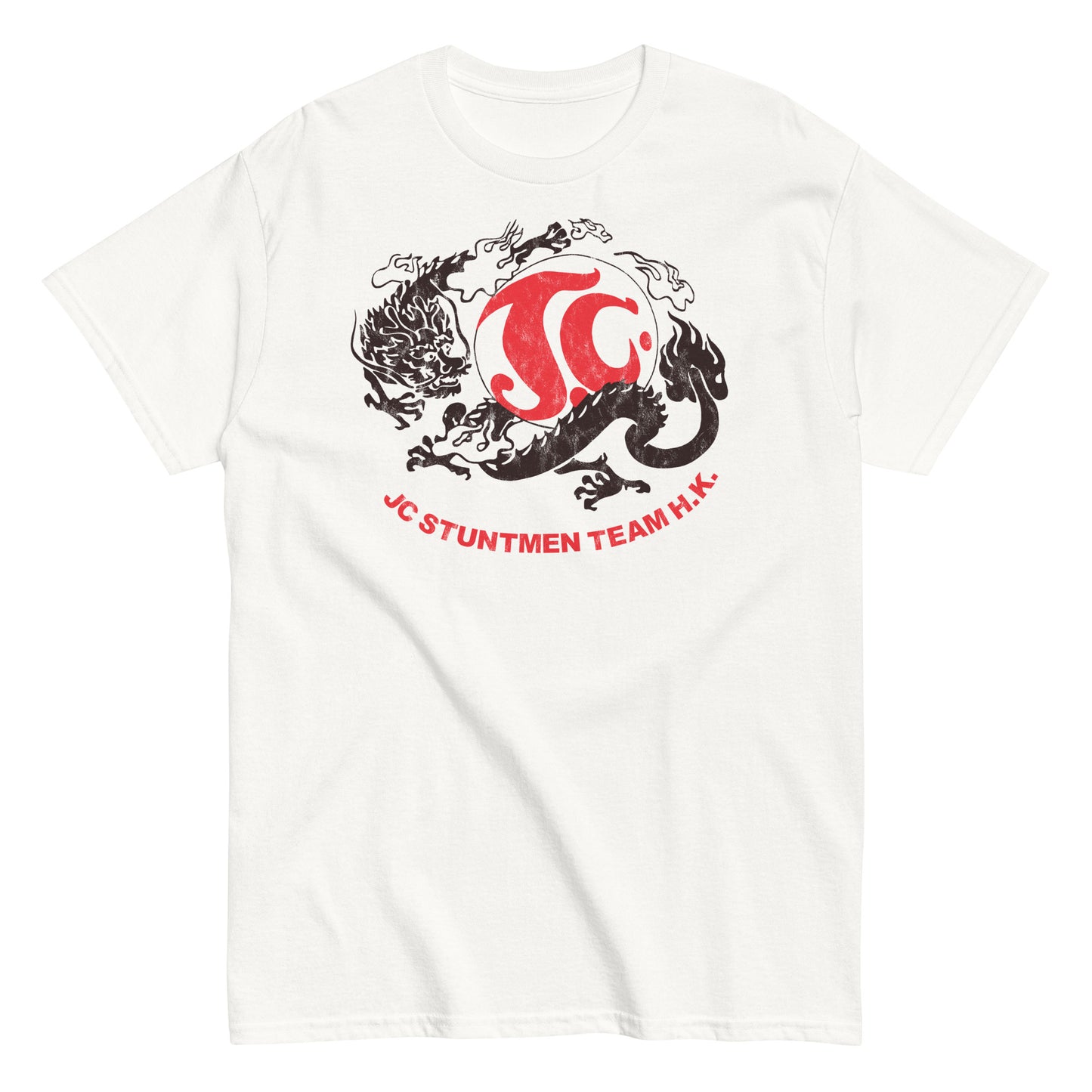 Jackie Chan JC Stunt Team Hong Kong Replica Dragon Logo Distressed Vintage T-Shirt