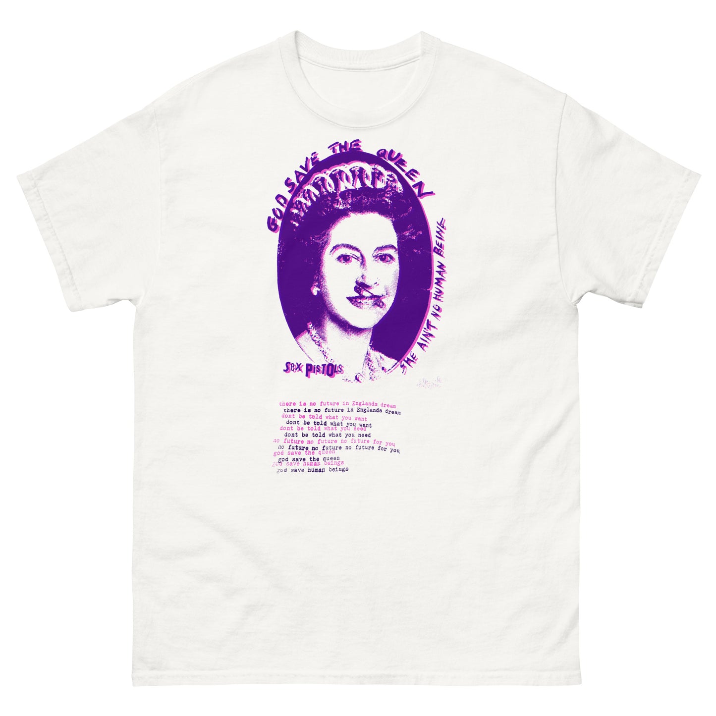 God Save the Queen Elizabeth II Punk Rock No Future Distressed Classic Tee