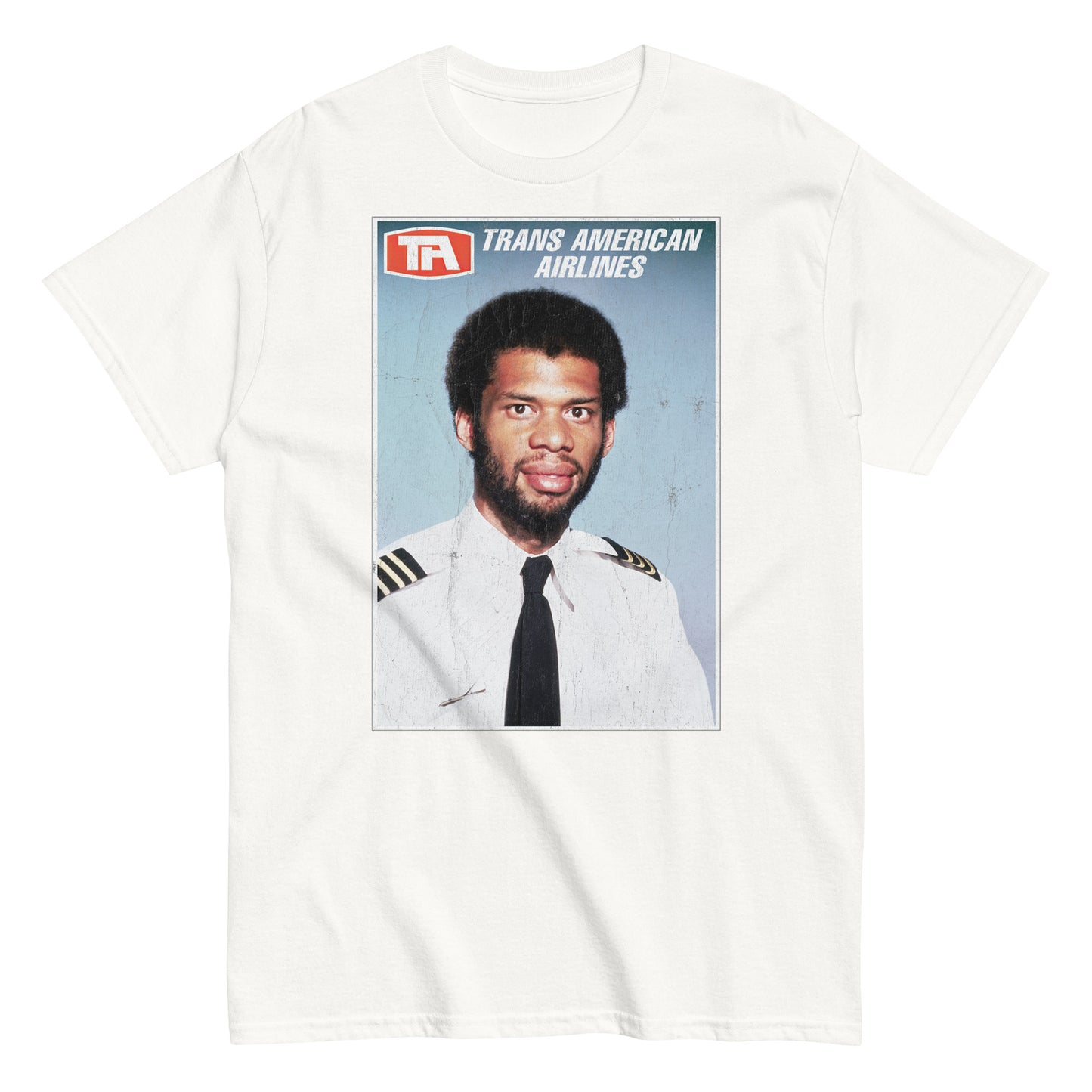 Flight Engineer Roger Murdock Trans American Airlines Distressed Airplane Photo Tee