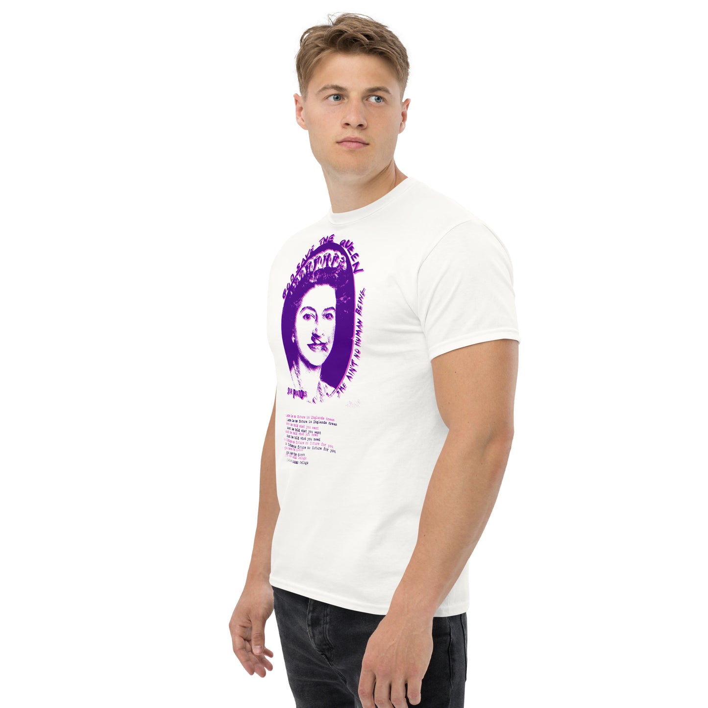 God Save the Queen Elizabeth II Punk Rock No Future Distressed Classic Tee