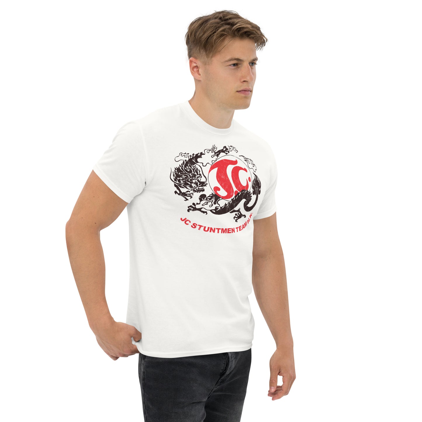 Jackie Chan JC Stunt Team Hong Kong Replica Dragon Logo Distressed Vintage T-Shirt