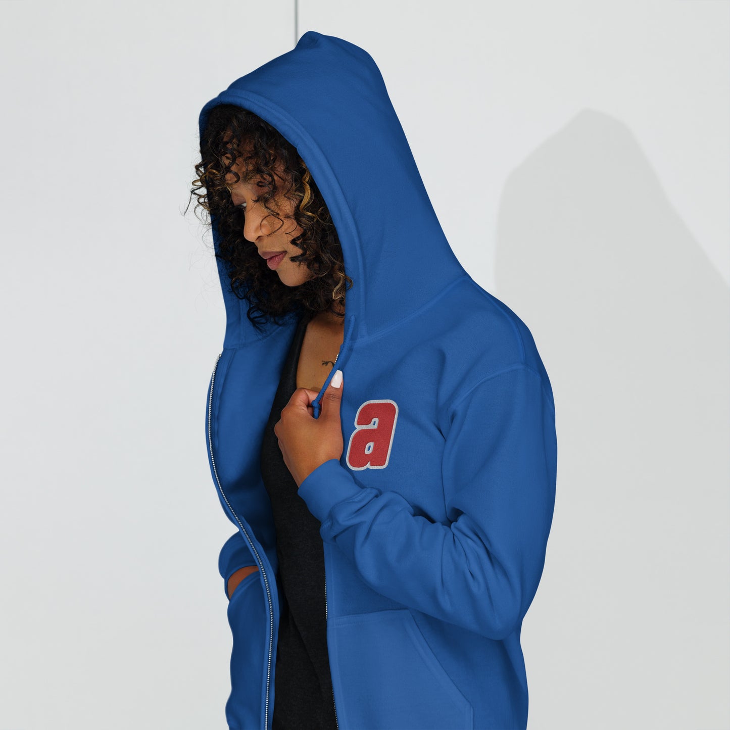 Sankei Atoms サンケイアトムズ Zip Hoodie with Embroidered ‘a’ and Back Logo Print
