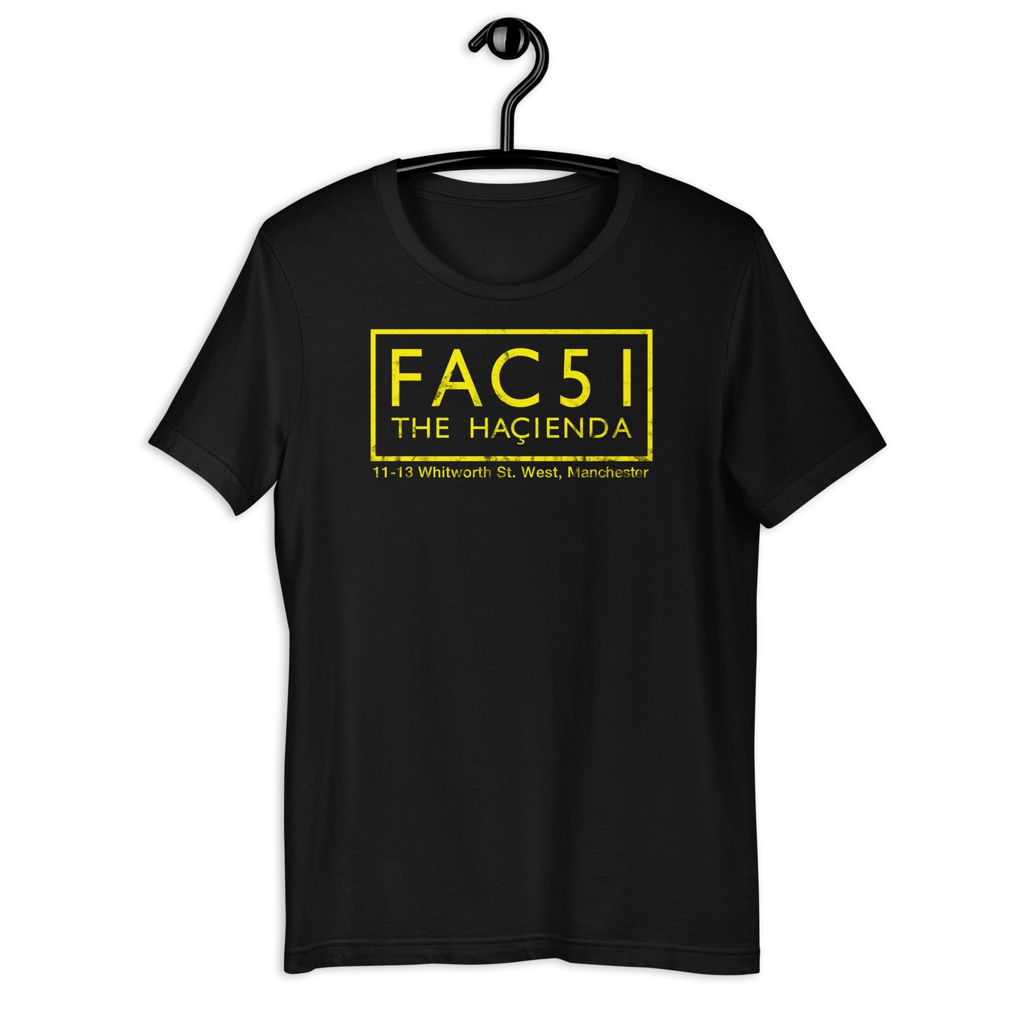 FAC 51 The Haçienda Distressed (Yellow) Manchester Club Logo Softstyle Tee