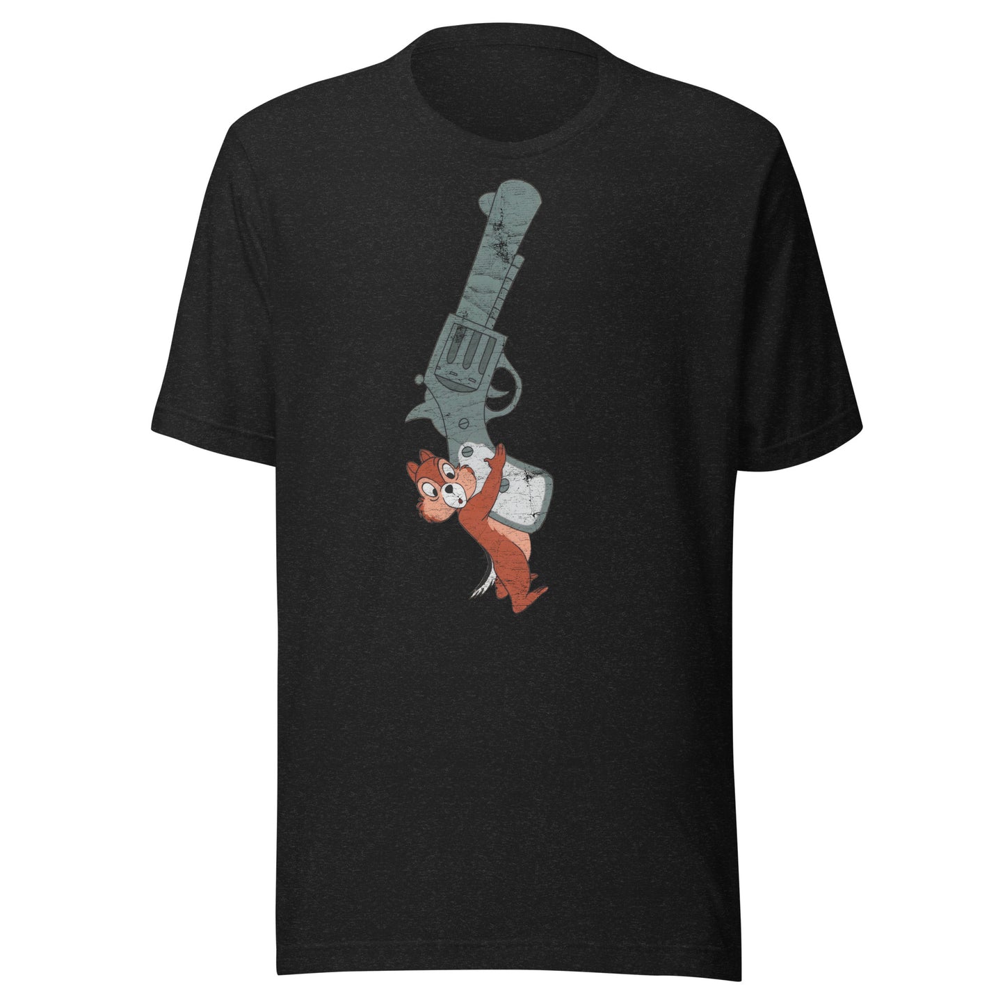 Chipmunk With A Gun Distressed Softstyle Unisex Tee