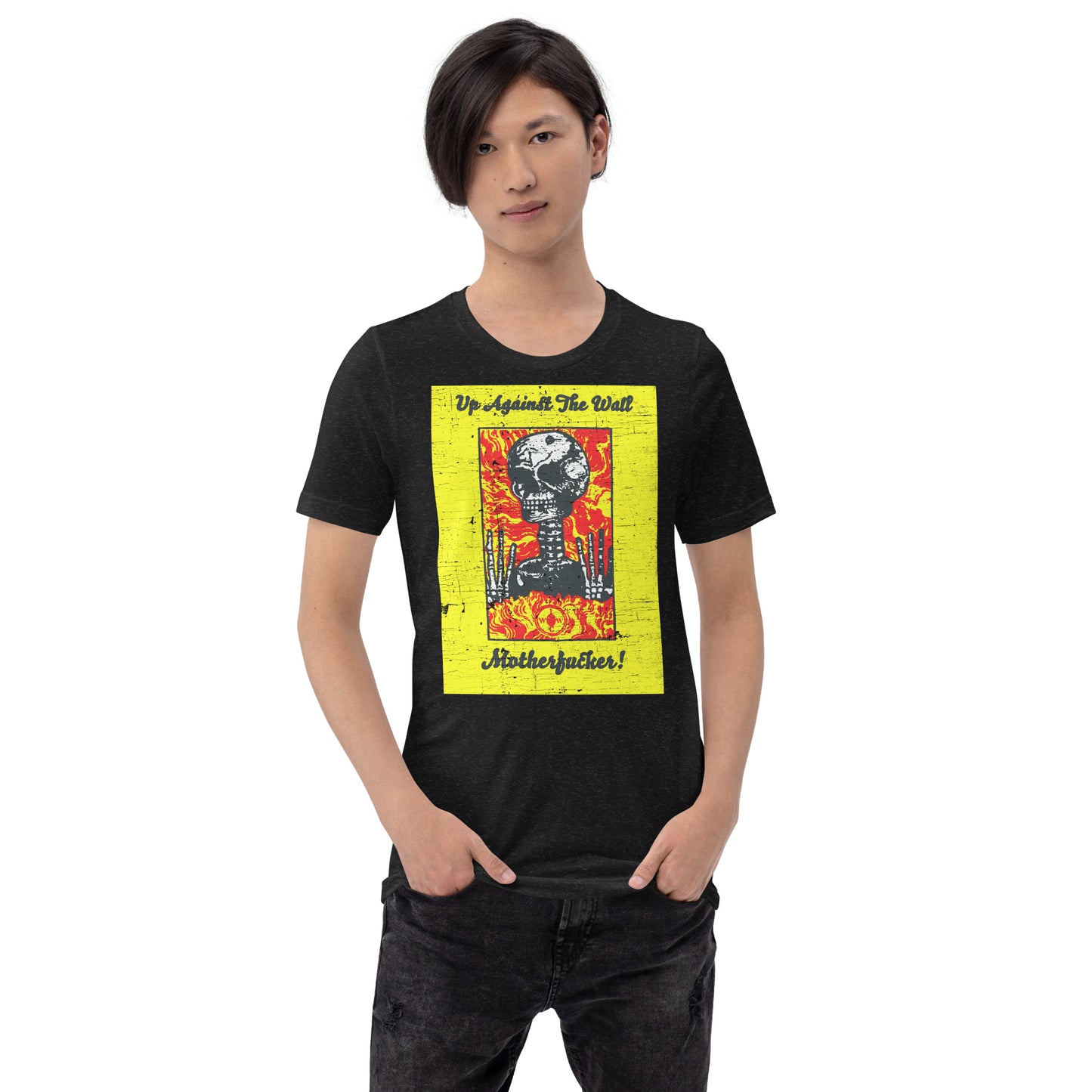 UAW/MF Black Mask Up Against the Wall Radical Street Art Tribute | Anarchist Revolution Softstyle Unisex Tee