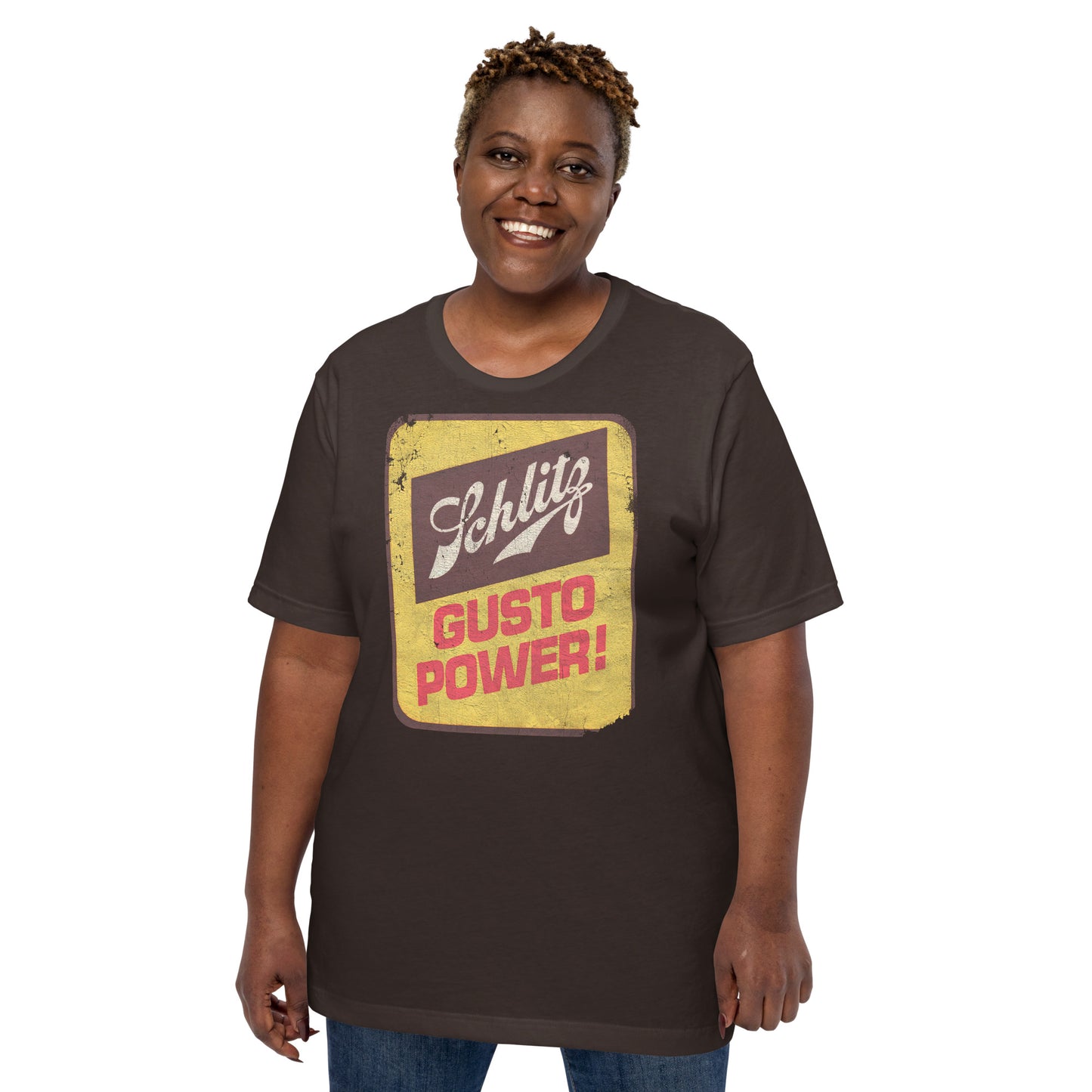 Schlitz Gusto Power! Vintage Distressed Unisex Softstyle Tee